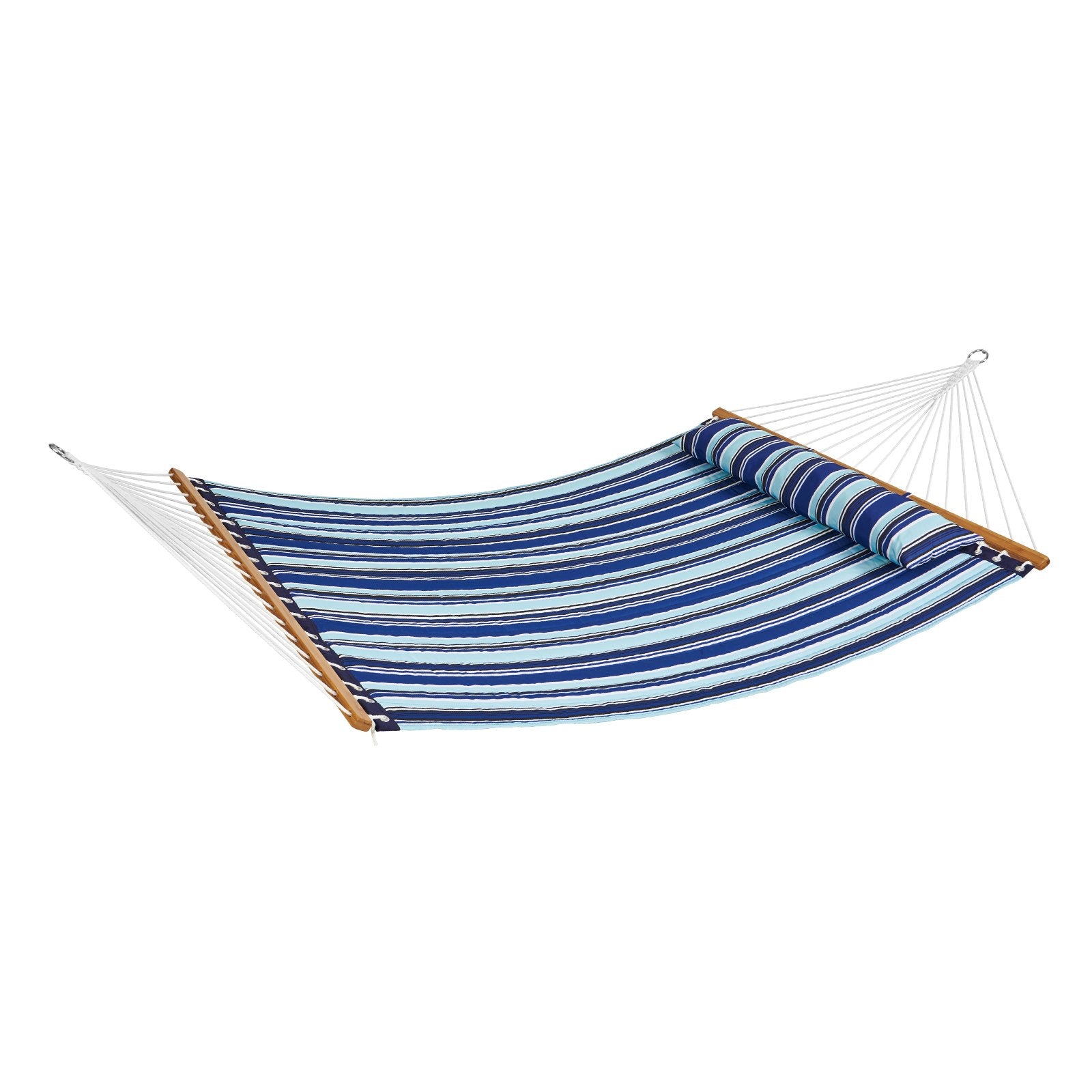 Hammock Double Quilted Fabric 12ft Hardwood Spreader Bar Detachable Pillow 480lb