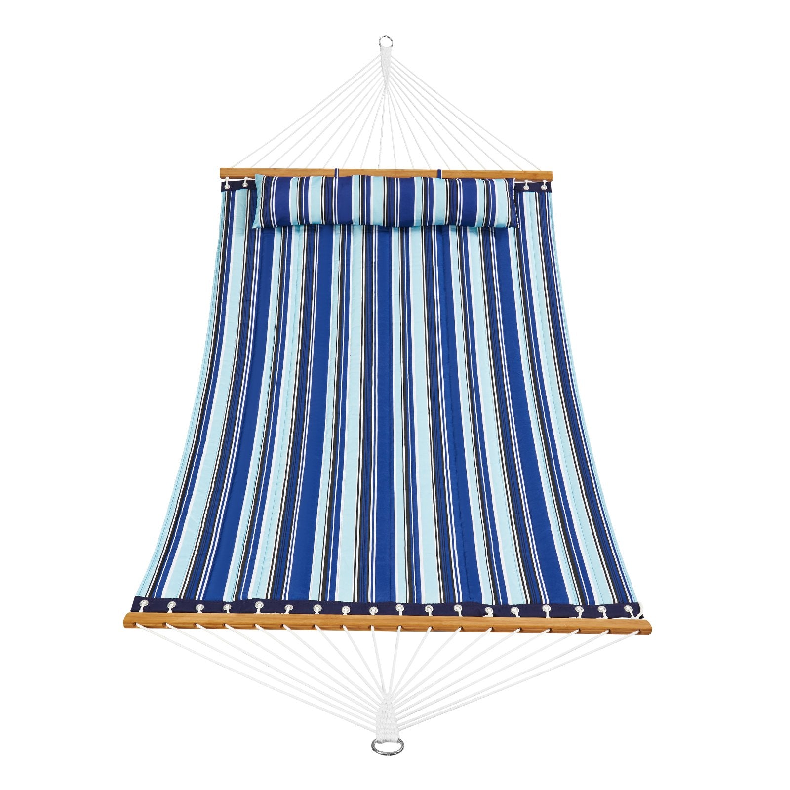 Hammock Double Quilted Fabric 12ft Hardwood Spreader Bar Detachable Pillow 480lb