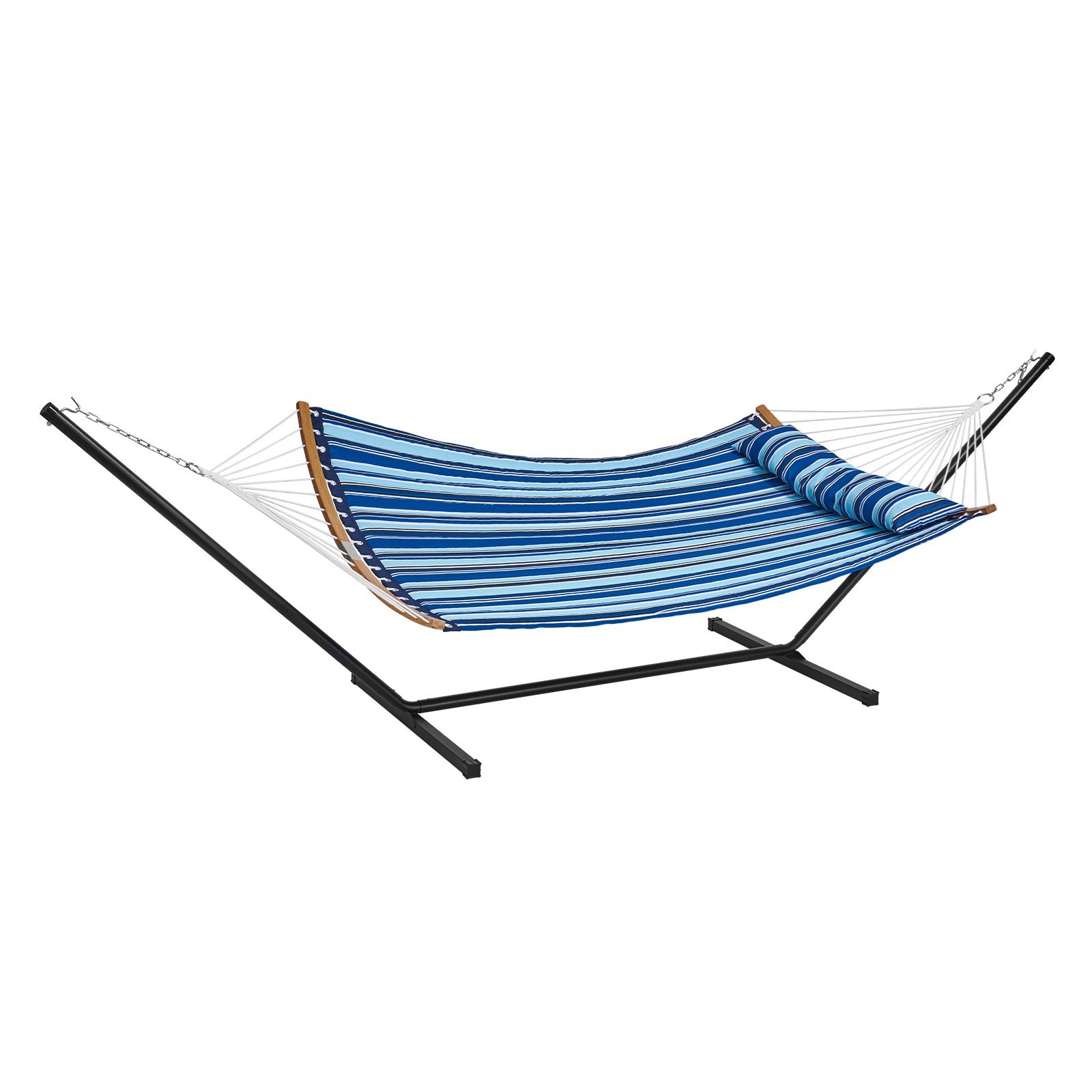 Hammock Two Person with Stand Double Curved Spreader Bar Detachable Pillow 480lb