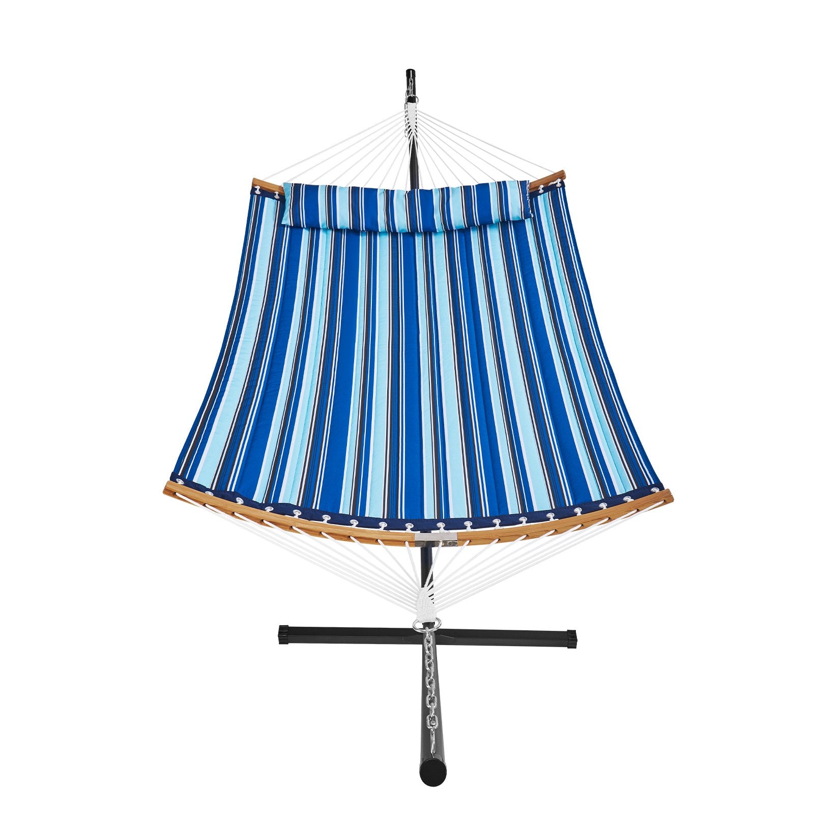 Hammock Two Person with Stand Double Curved Spreader Bar Detachable Pillow 480lb