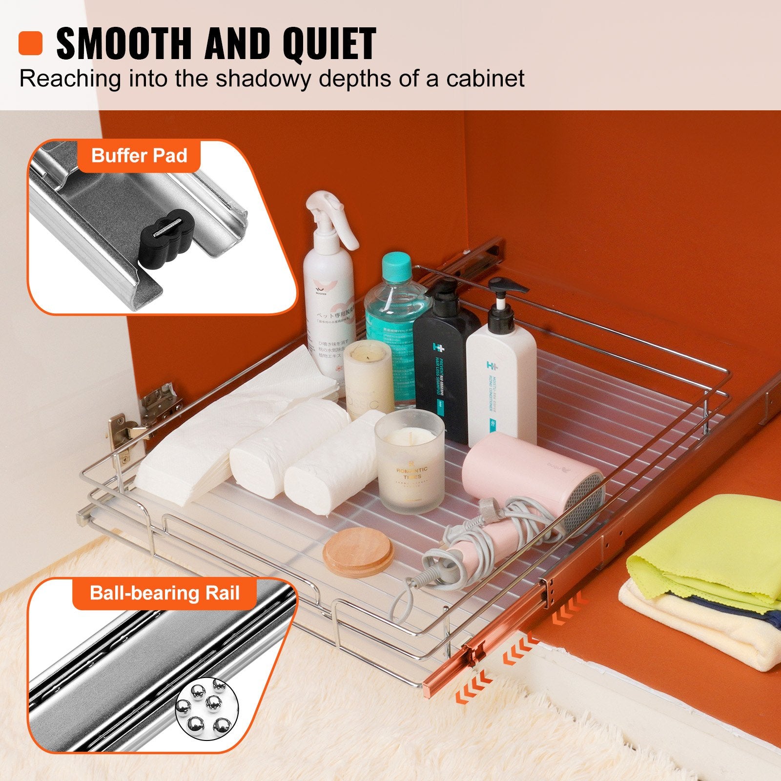 Pull Out Cabinet Organizer Heavy Duty Slide Out Pantry Shelf Drawer Storage