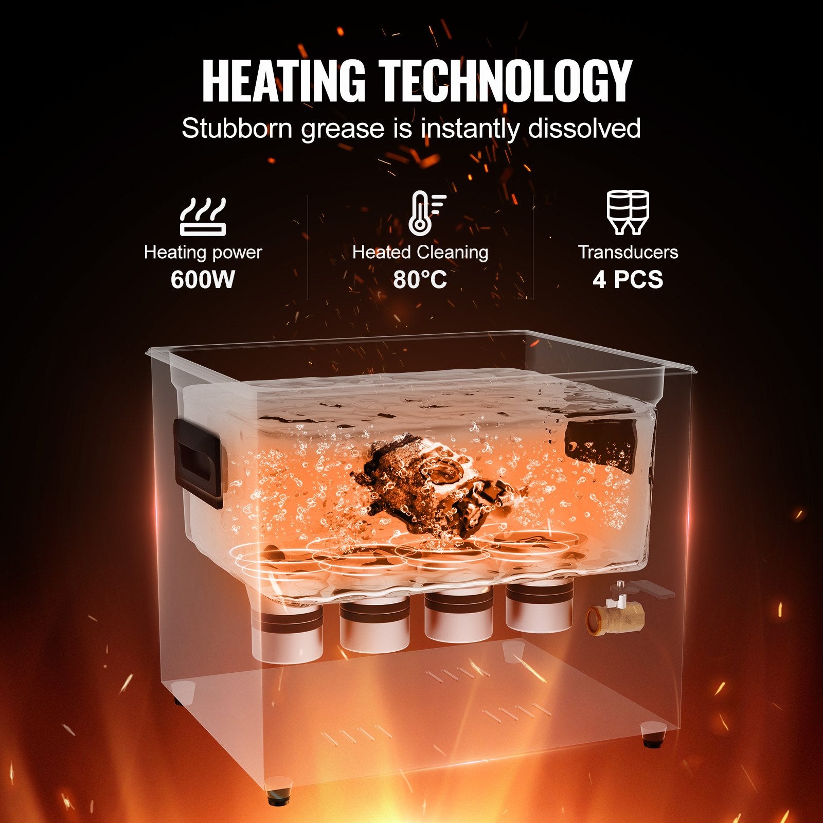Ultrasonic Cleaner 240W 10L Digital Industrial 40kHz Heater Timer Gentle Mode