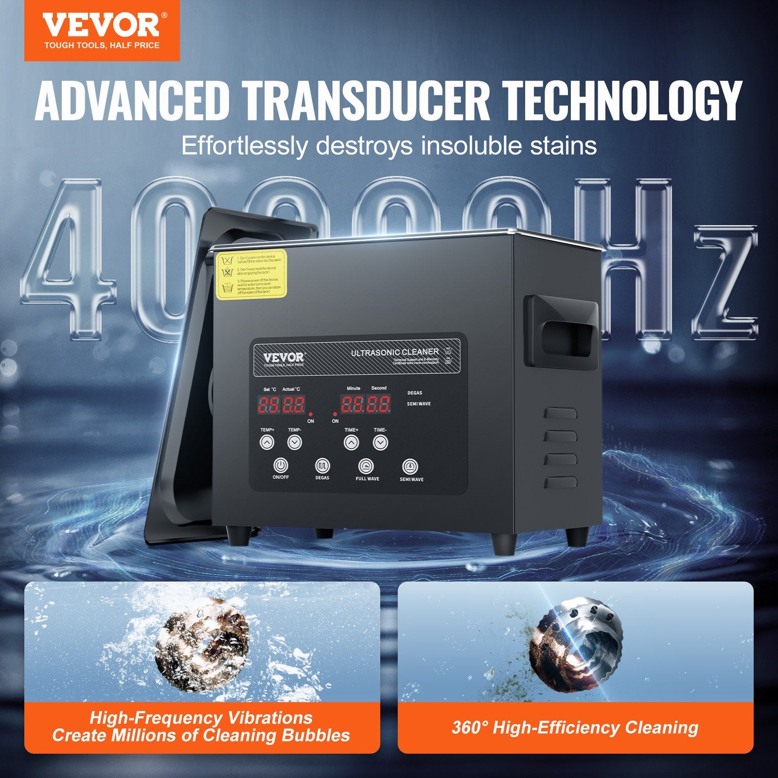 Ultrasonic Cleaner 3L 120W Digital 40kHz with Heater Timer Gentle Mode Degassing