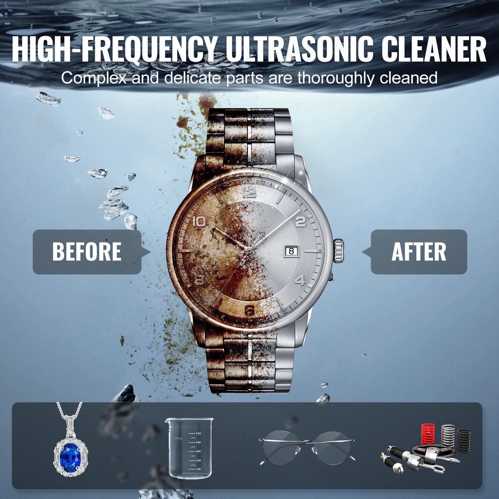Ultrasonic Cleaner 3L 120W Digital 40kHz with Heater Timer Gentle Mode Degassing