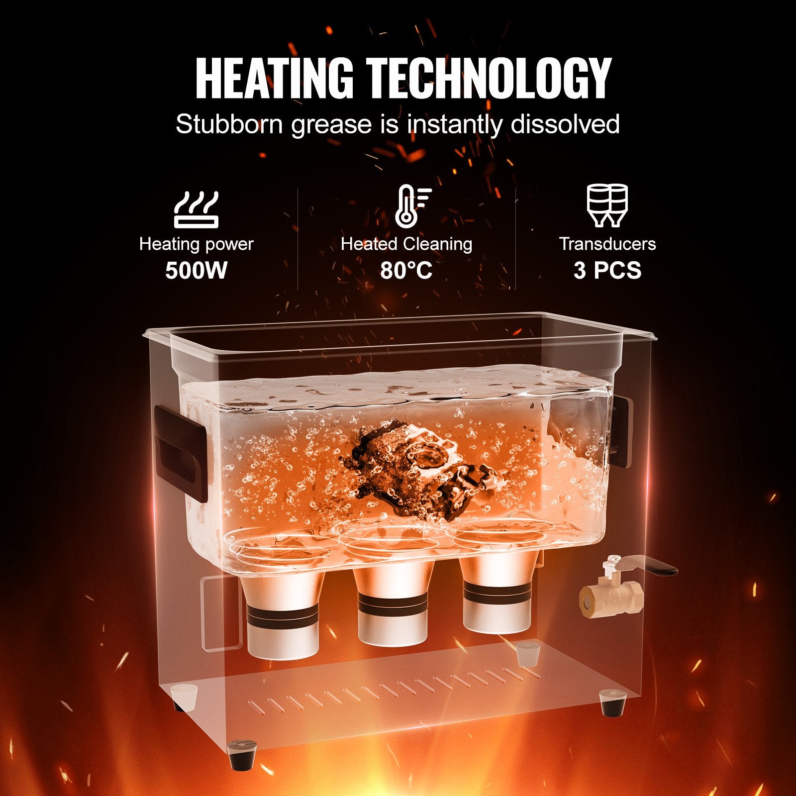 Ultrasonic Cleaner 6L 180W Digital 40kHz Industrial Heater Timer Gentle Mode