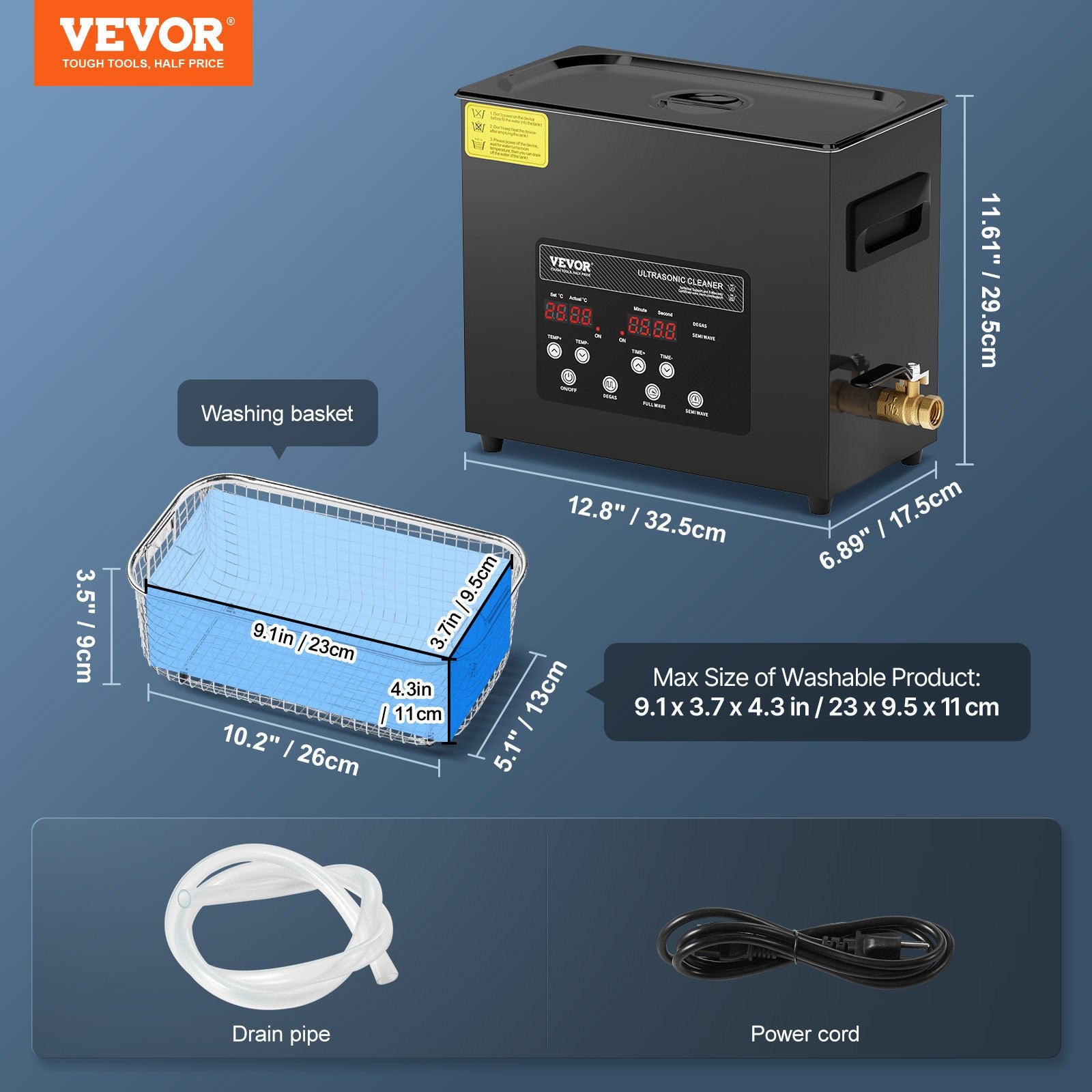 Ultrasonic Cleaner 6L 180W Digital 40kHz Industrial Heater Timer Gentle Mode