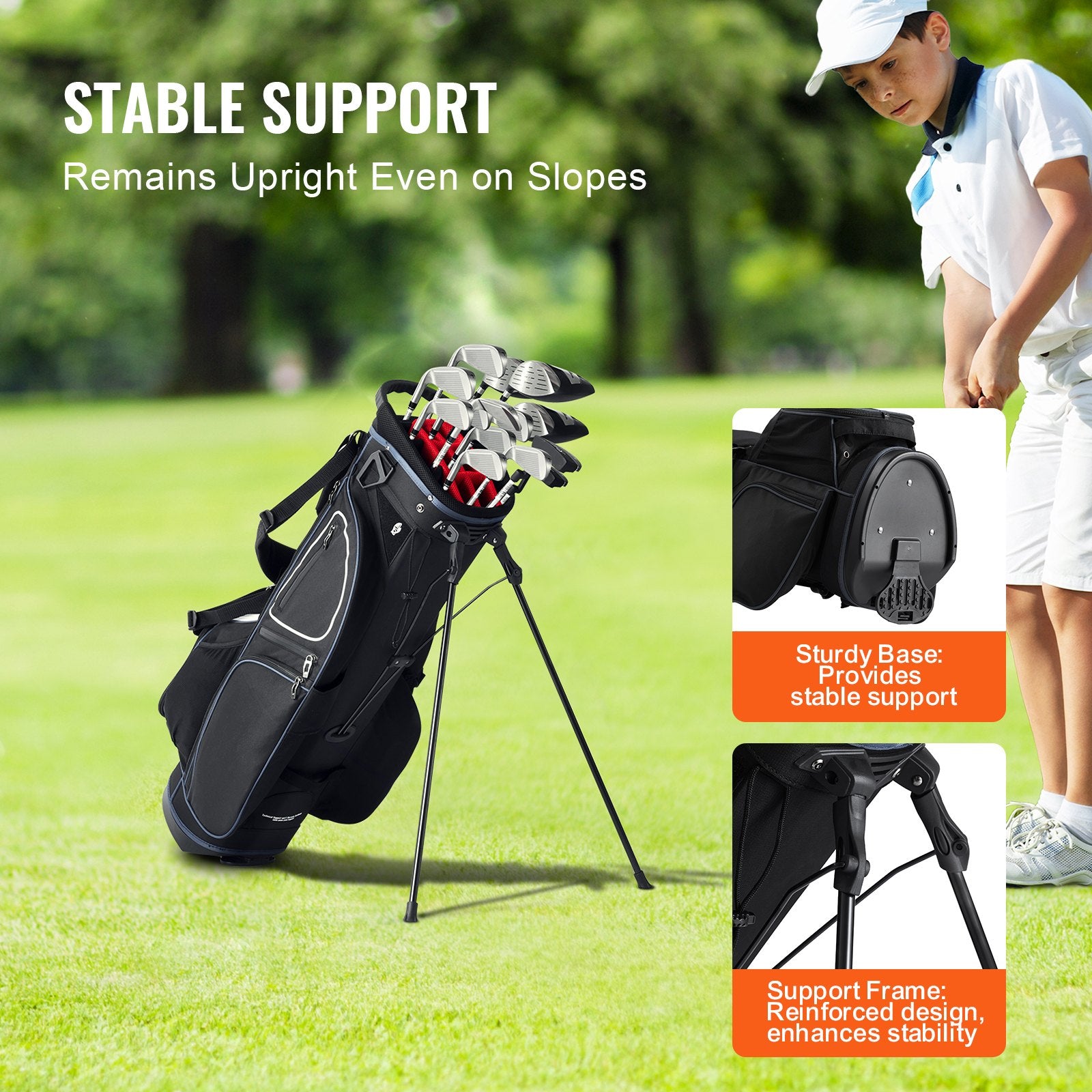 Golf Cart Bag 14-Way Divider 35in 11 Pockets Stand Dual Strap Dust Cover