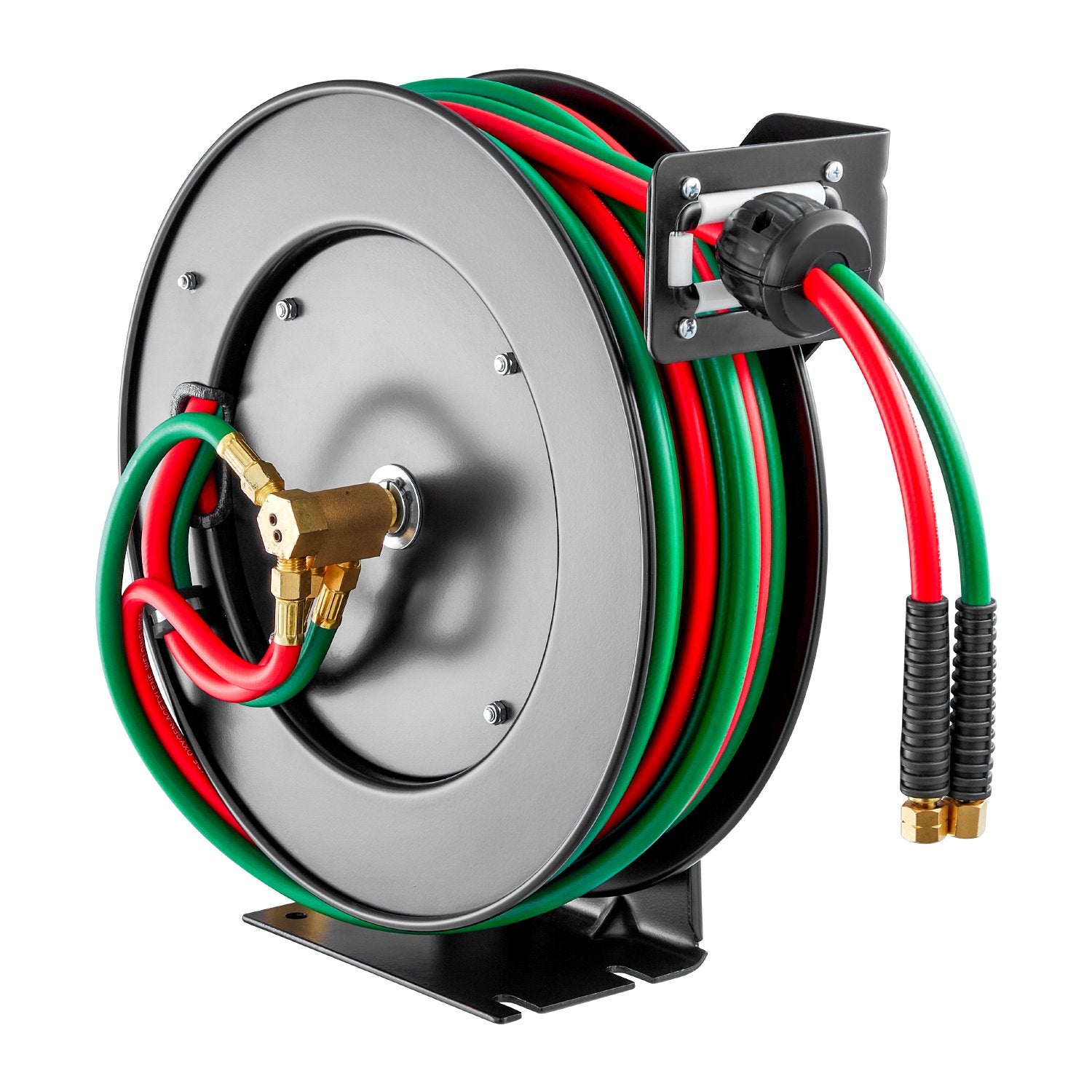 Retractable Welding Hose Reel 1/4" x 50FT Twin Oxygen Acetylene 300PSI Steel