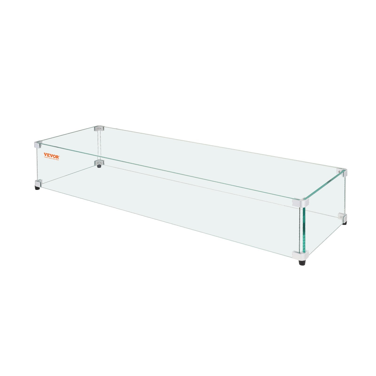 Glass Wind Guard Fire Pit Table 924x417x191mm 8mm Tempered Aluminum Bracket