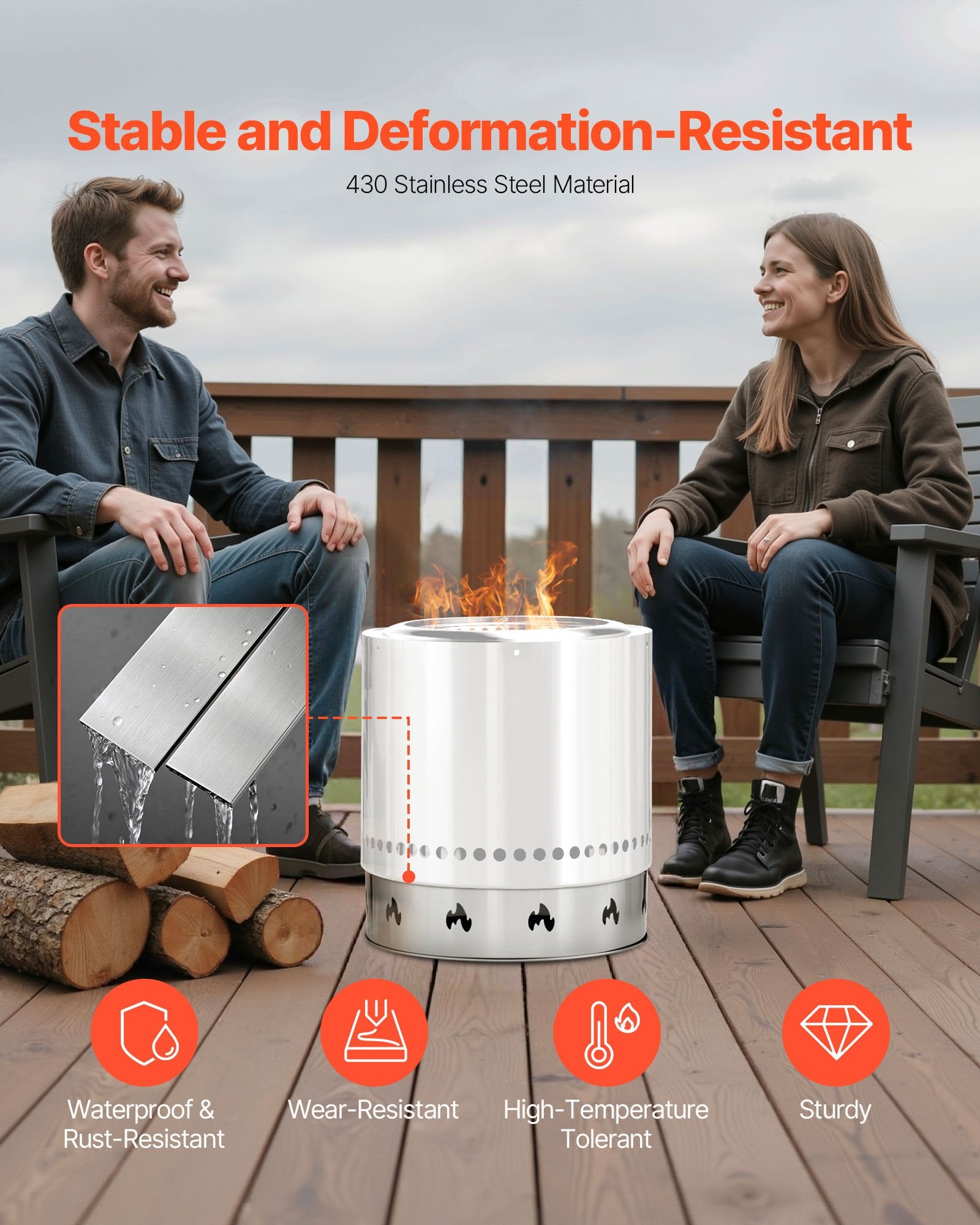 Fire Pit Stand for Solo Stove Bonfire 49.5cm Stainless Steel Smokeless Ring