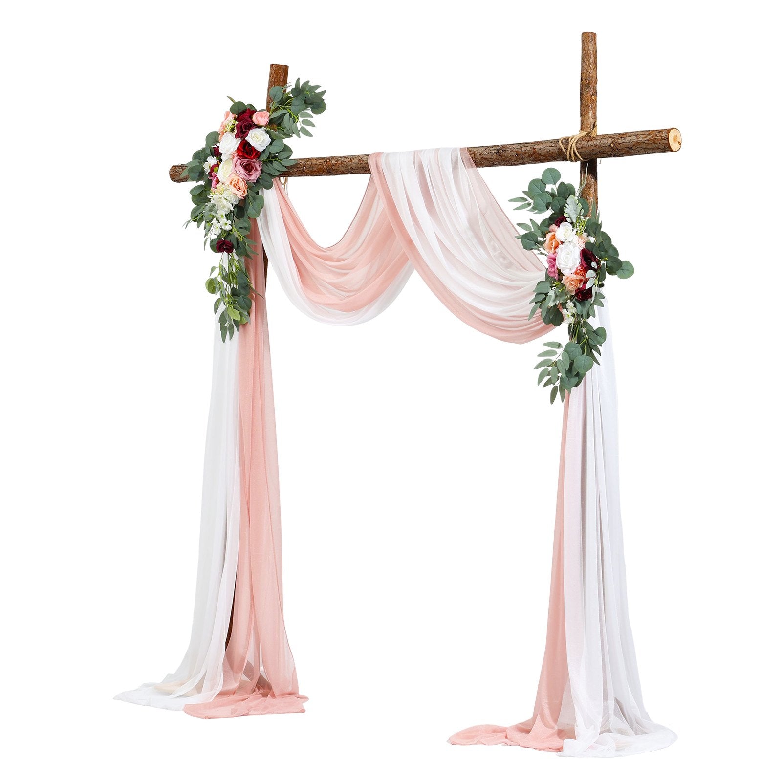 Artificial Wedding Arch Flowers Kit, Pink 4-Pack with Drapes for Ceremony Decor