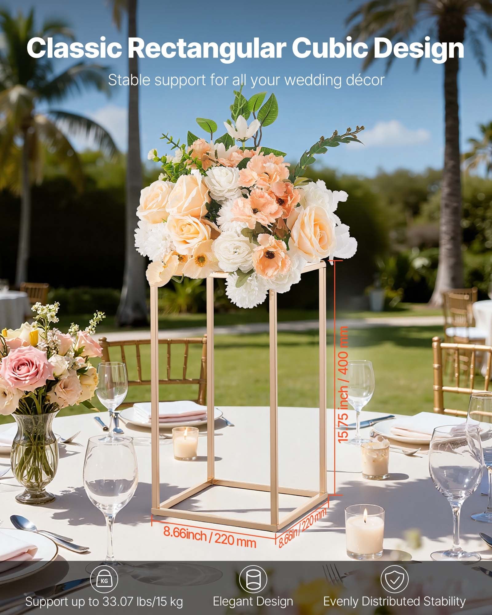 Wedding Flower Stand 10PCS 40cm Column Floral Stands Acrylic Gold Display