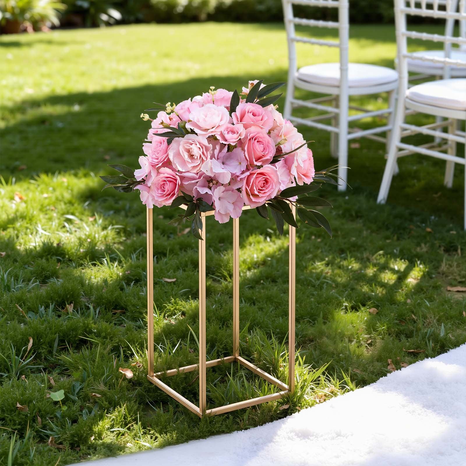 Wedding Flower Stand 10PCS 40cm Column Floral Stands Acrylic Gold Display