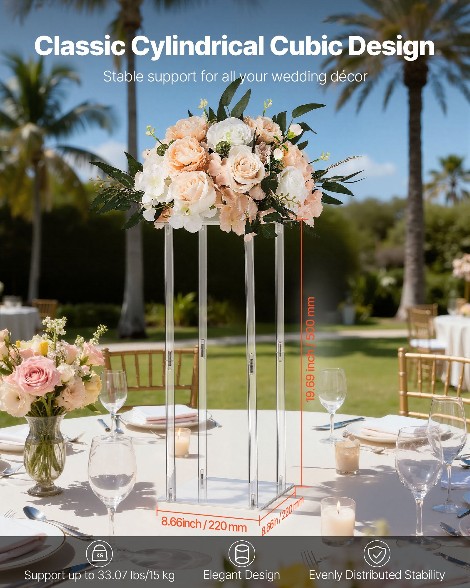 Wedding Flower Stand, 10PCS 50cm Column Floral Stands with Acrylic Laminate Rack
