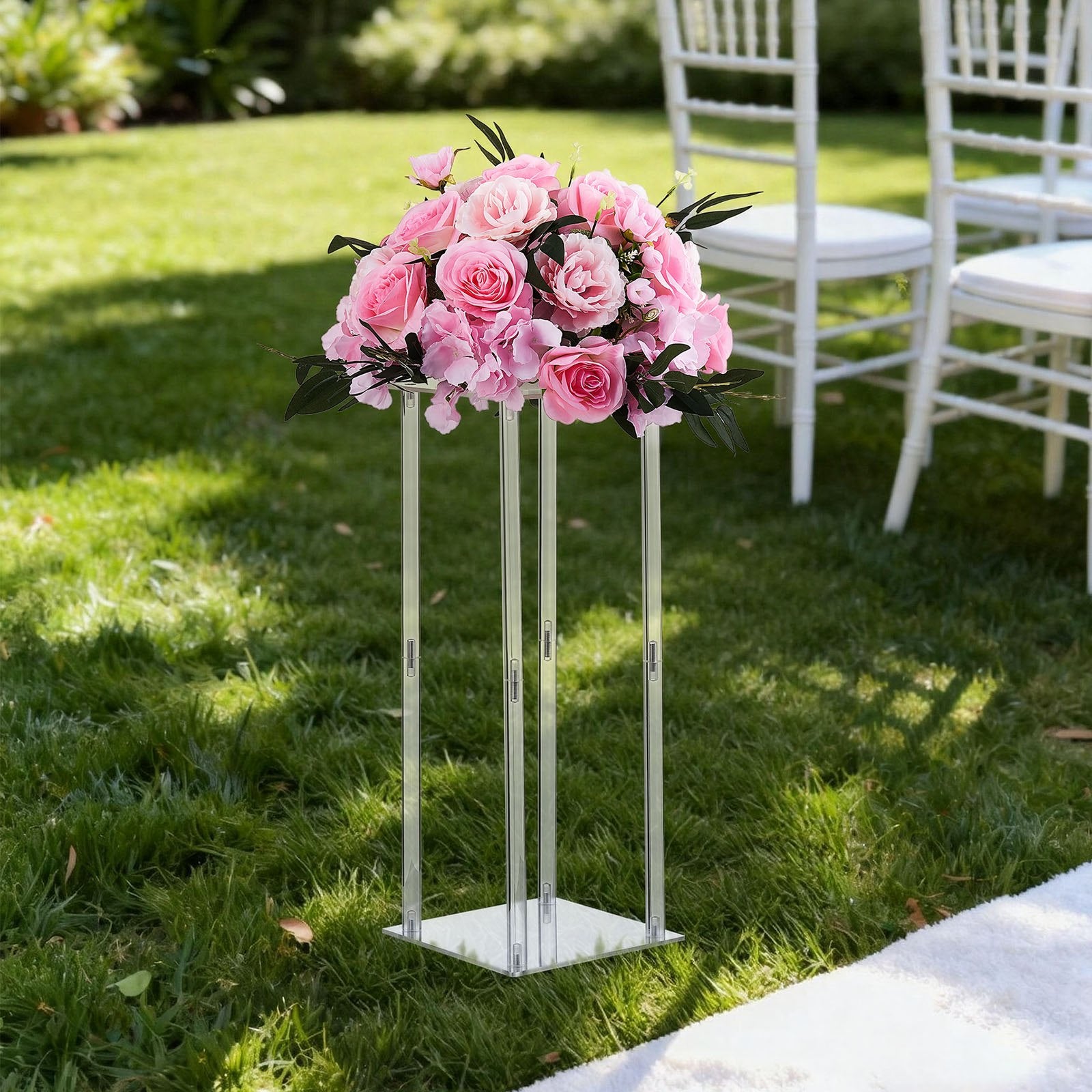 Wedding Flower Stand, 10PCS 50cm Column Floral Stands with Acrylic Laminate Rack