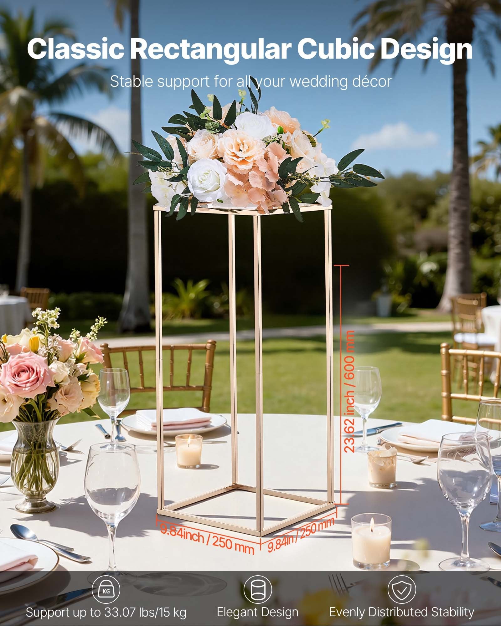 Wedding Flower Stand 10PCS 60cm Column Floral Stands Acrylic Gold Display