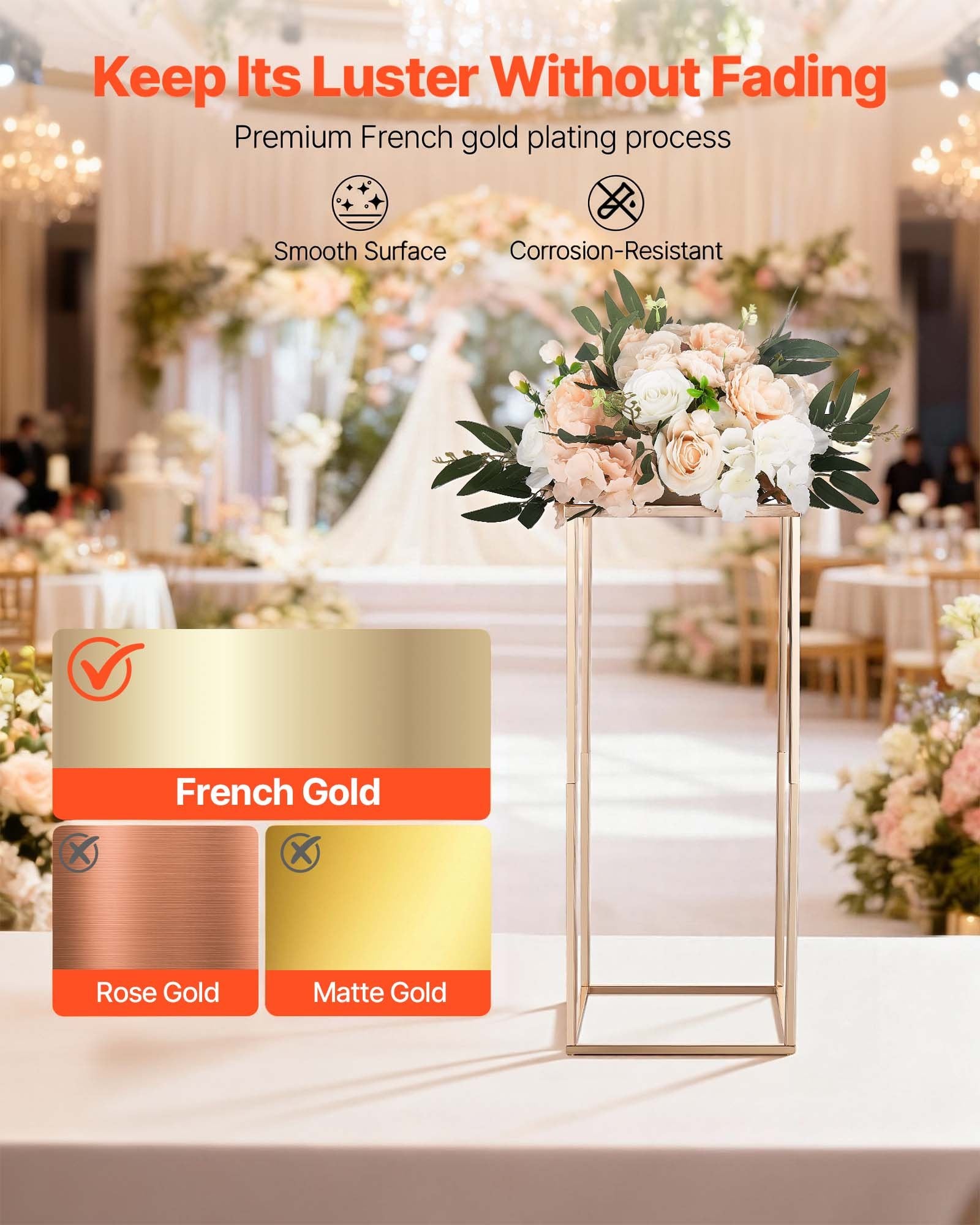 Wedding Flower Stand 10PCS 60cm Column Floral Stands Acrylic Gold Display