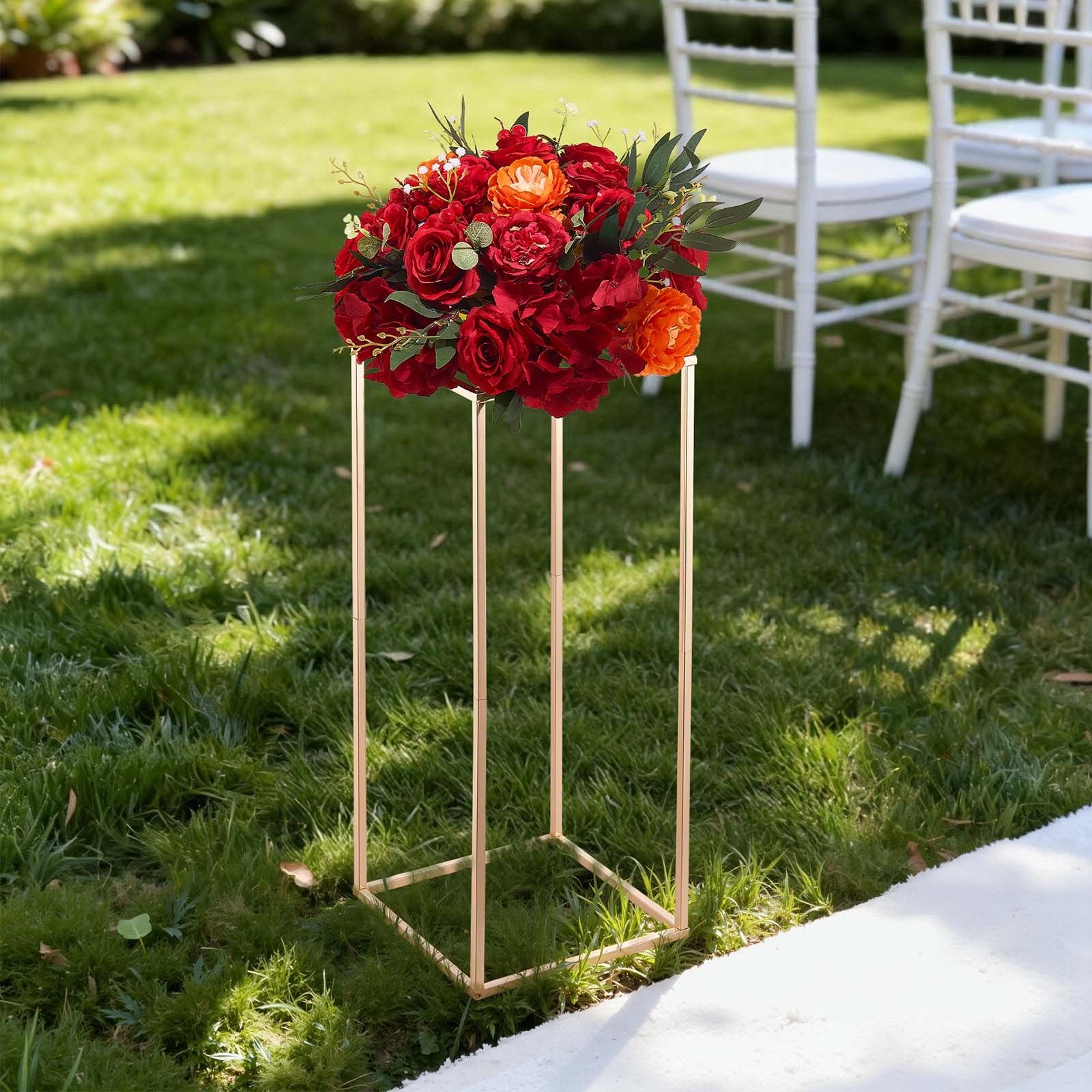 Wedding Flower Stand 10PCS 60cm Column Floral Stands Acrylic Gold Display