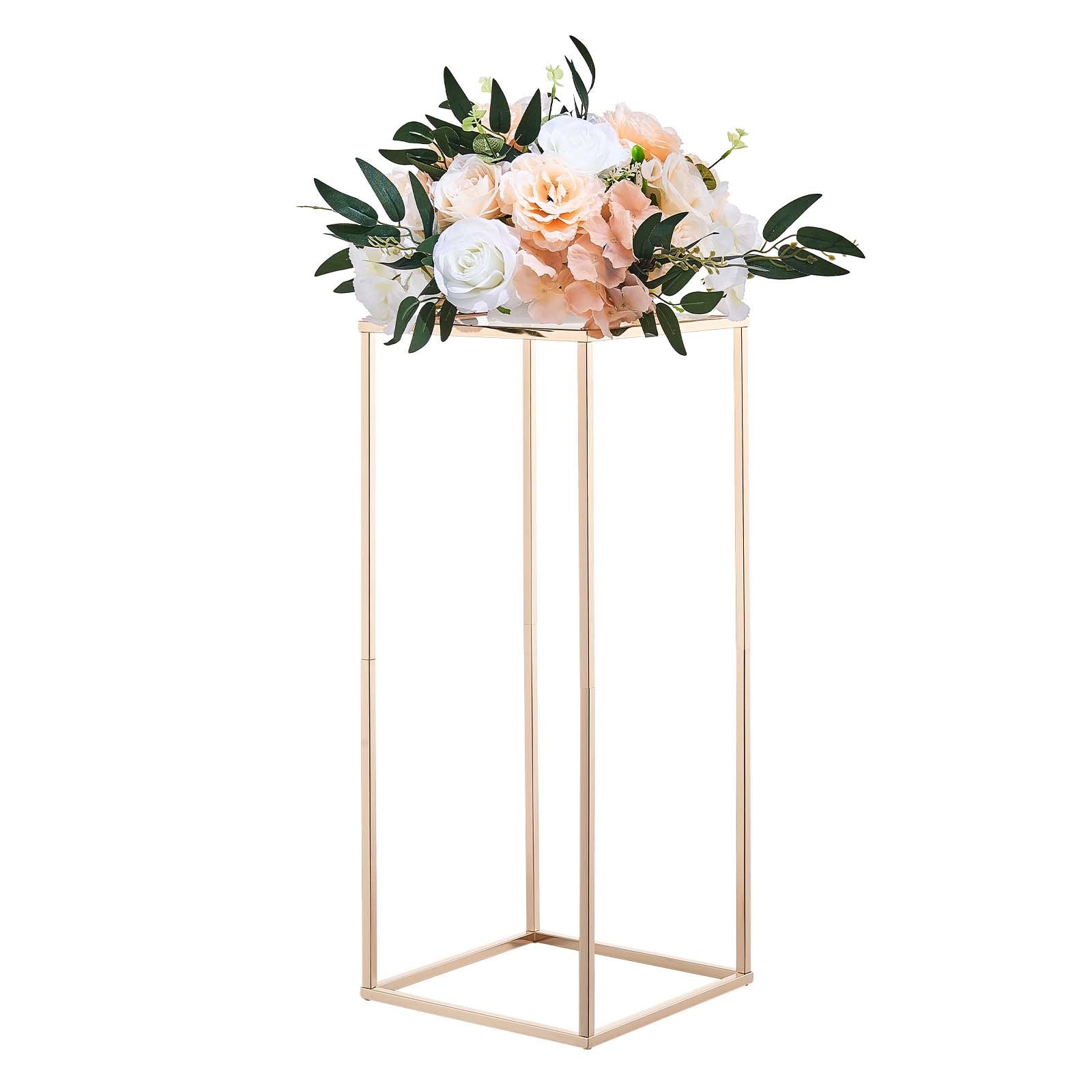 Wedding Flower Stand 10PCS 60cm Column Floral Stands Acrylic Gold Display