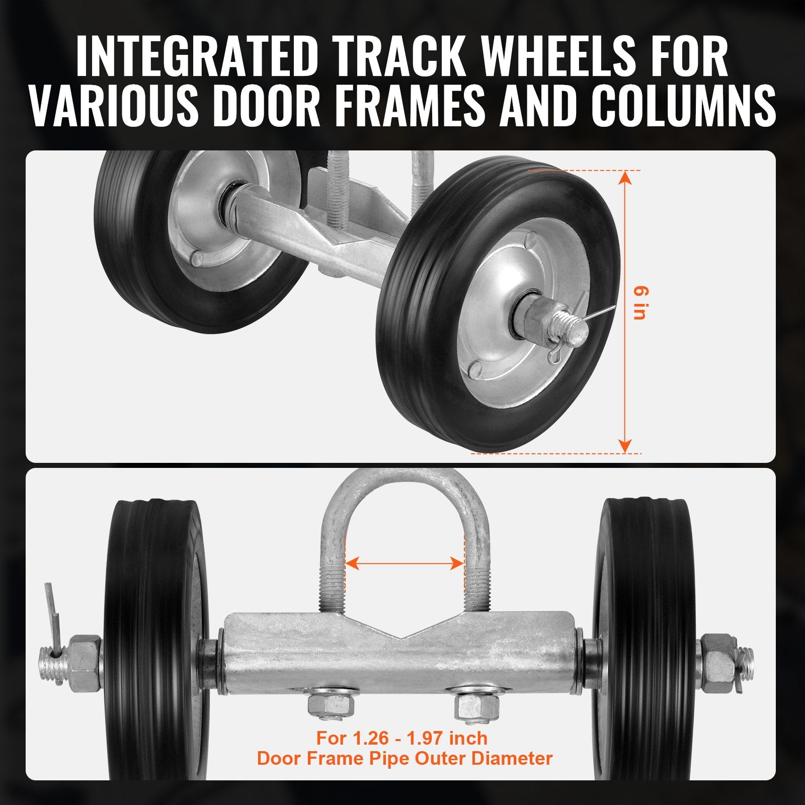 Sliding Gate Kit 6in Rolling Hardware Universal Track Wheels Heavy Duty 600lbs