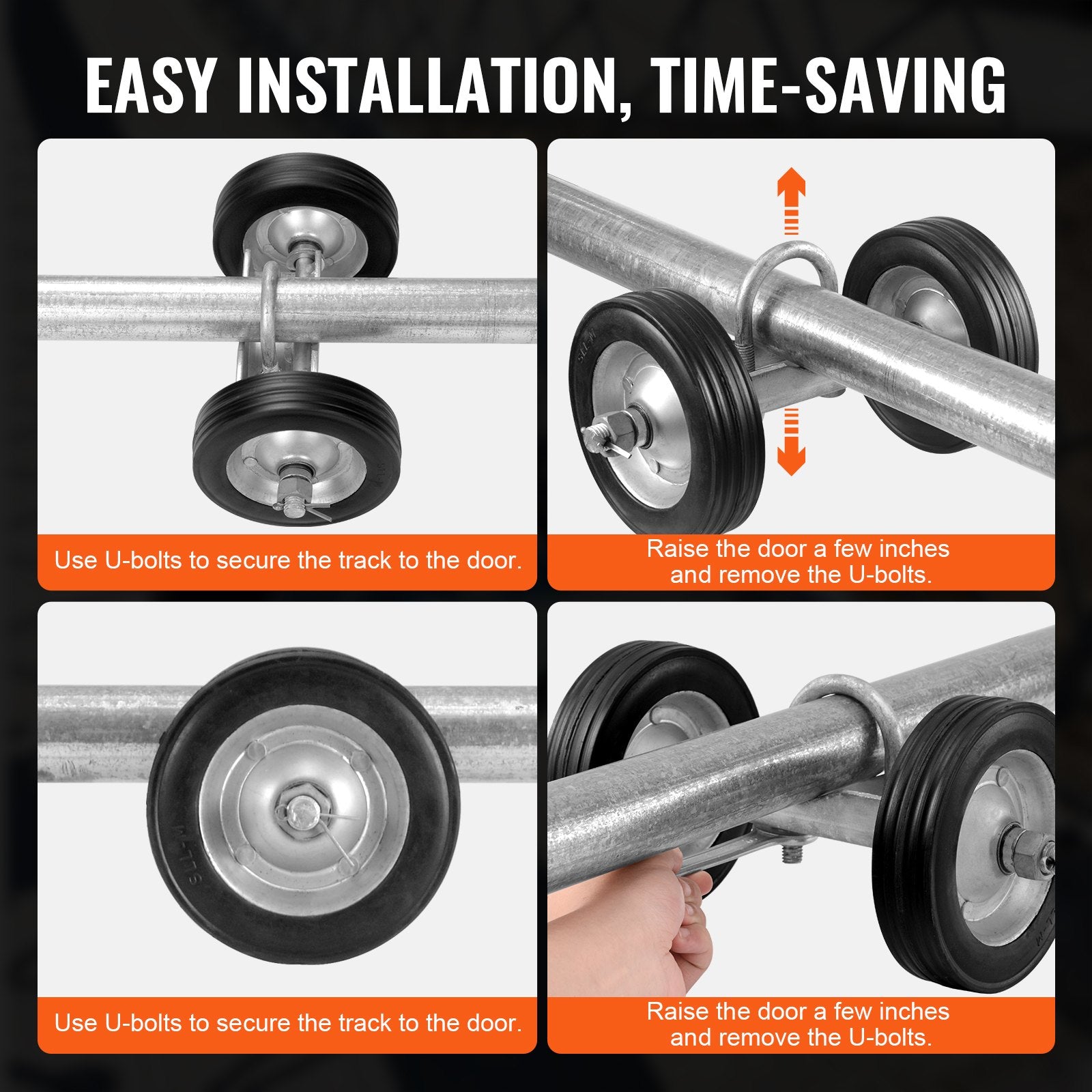 Sliding Gate Kit 6in Rolling Hardware Universal Track Wheels Heavy Duty 600lbs