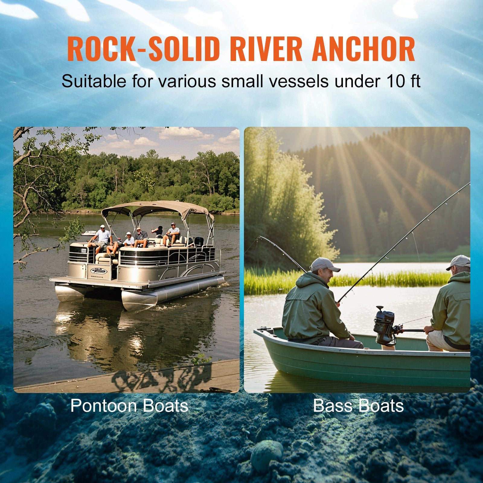 River Anchor 12 lbs Cast Iron Vinyl-Coated Mushroom Anchor with Shackle