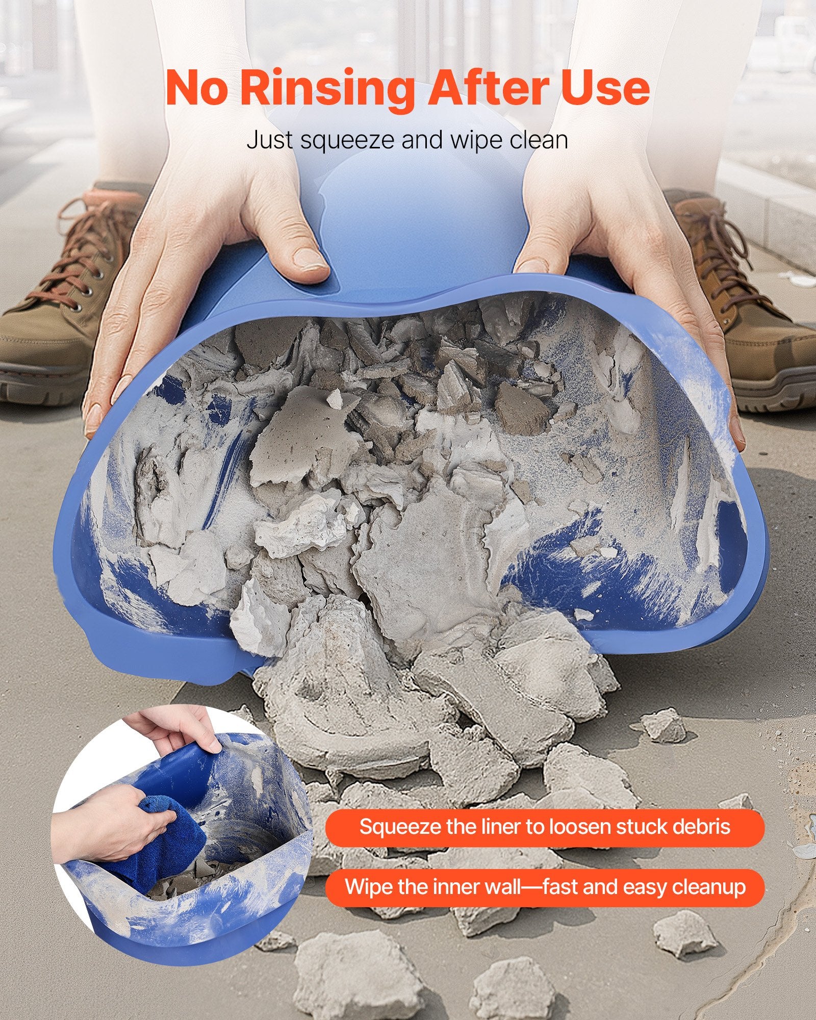 18.9L Bucket Liner for Concrete Mix, Reusable Silicone Mortar Mixer Insert, Blue