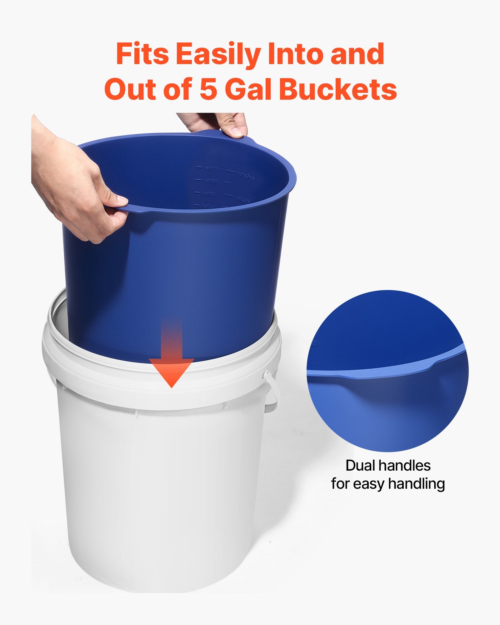 18.9L Bucket Liner for Concrete Mix, Reusable Silicone Mortar Mixer Insert, Blue