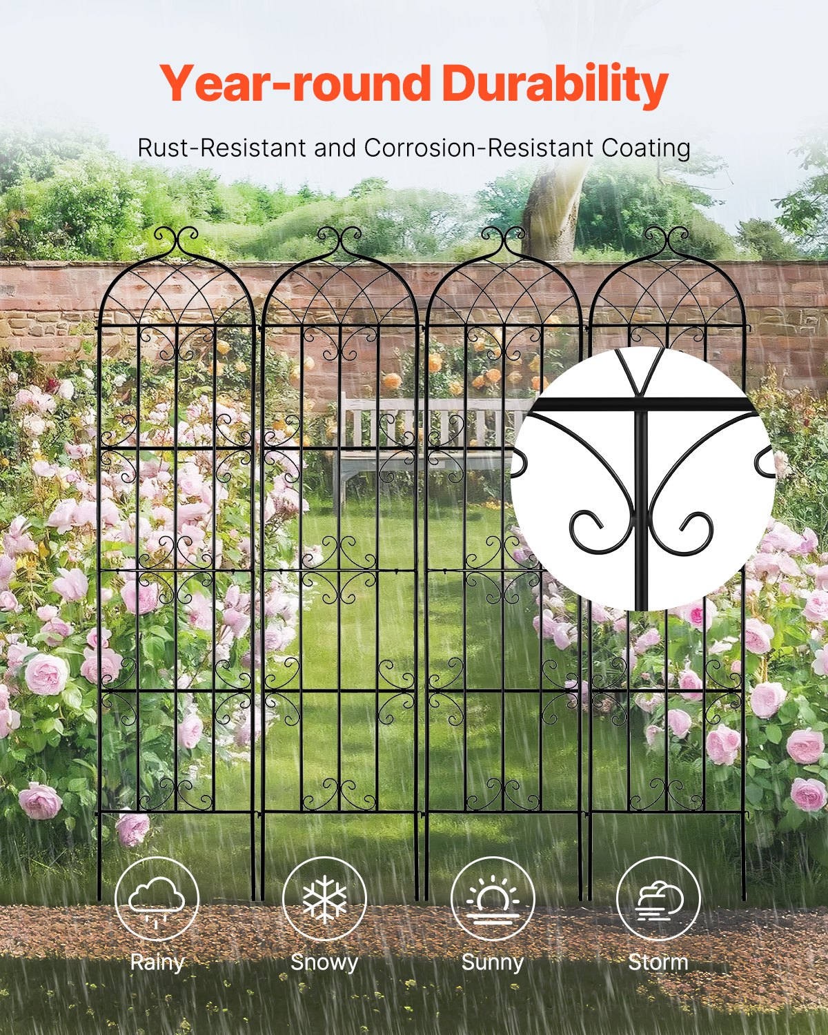 Garden Trellis for Climbing Plants 87 x 20 in 4-Pack Rustproof Metal Support