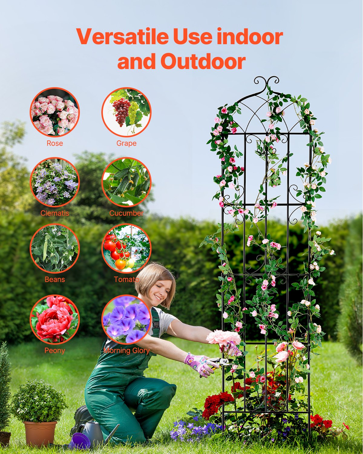 Garden Trellis for Climbing Plants 87 x 20 in 4-Pack Rustproof Metal Support