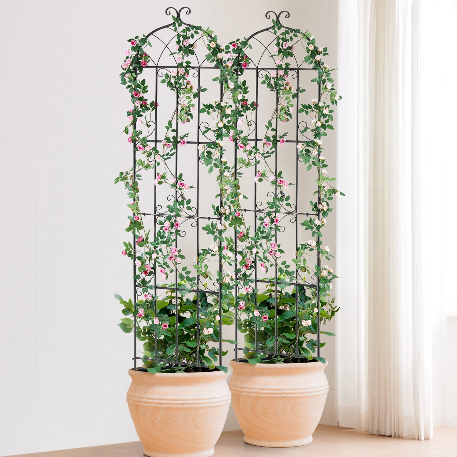 Garden Trellis for Climbing Plants 87 x 20 in 4-Pack Rustproof Metal Support