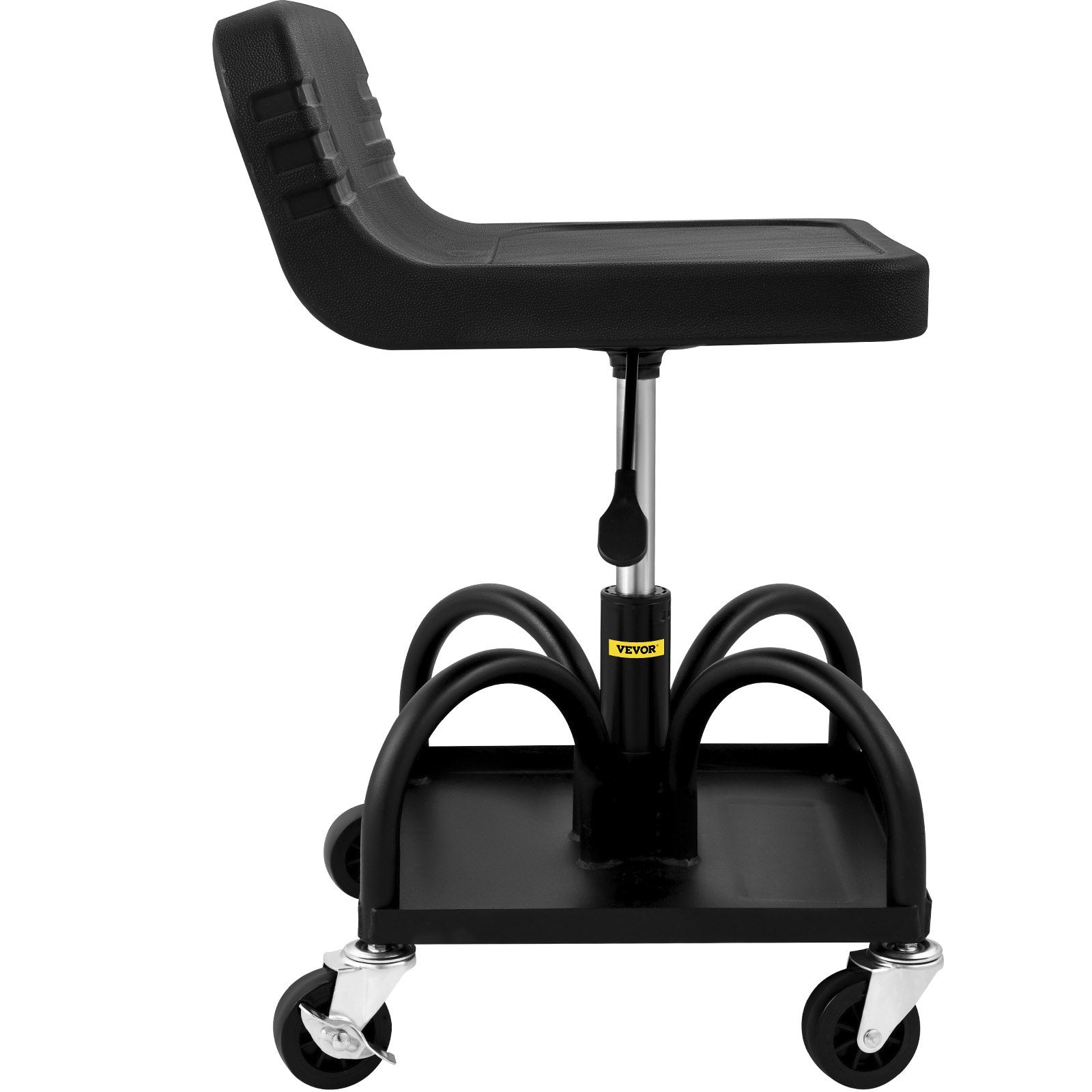 Rolling Garage Stool 300lb Adjustable Height 15.7-20.5in Mechanic Seat Black