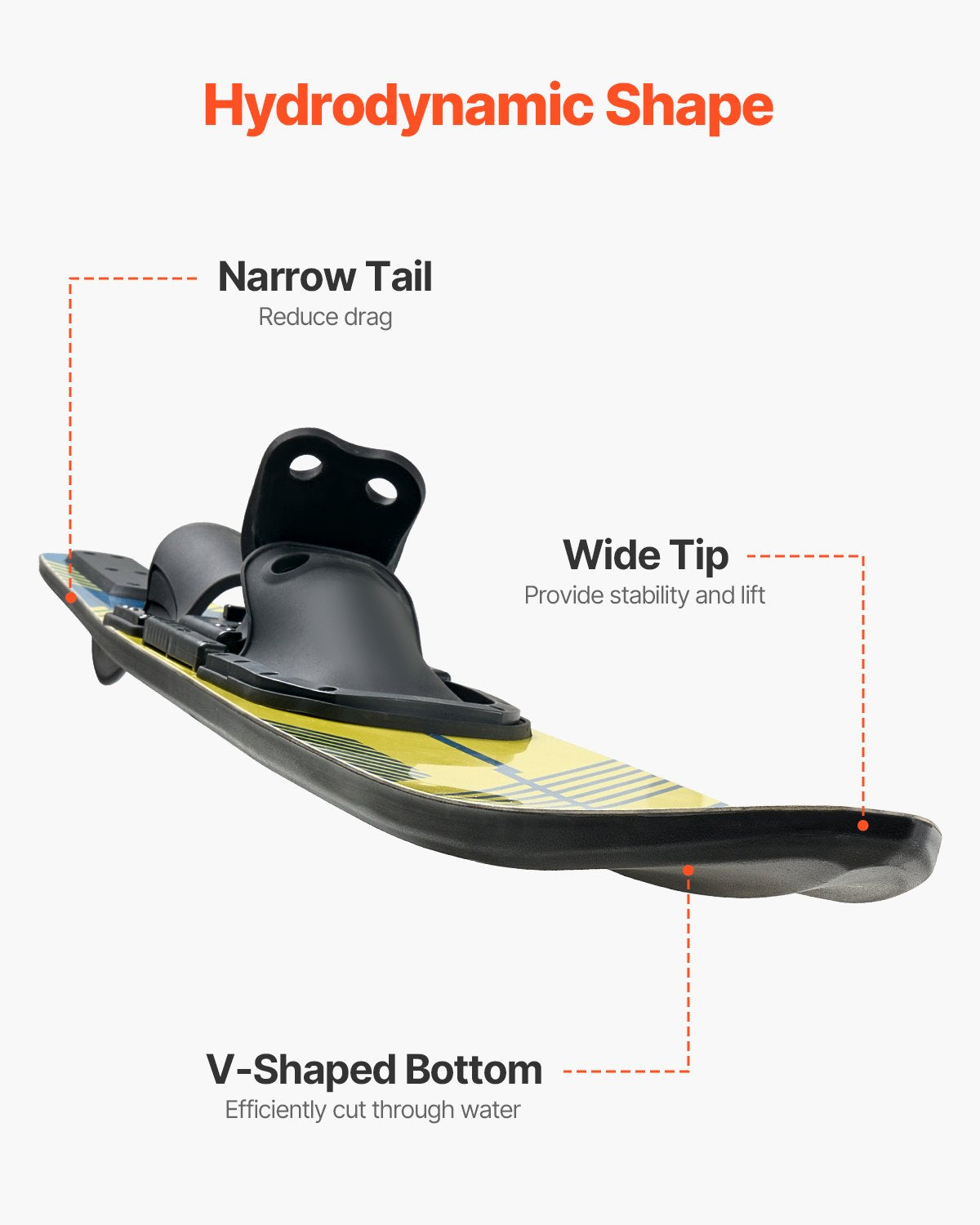 Water Skis 150cm with X-7 Adjustable Bindings Padded Rear Toe Plate Adults
