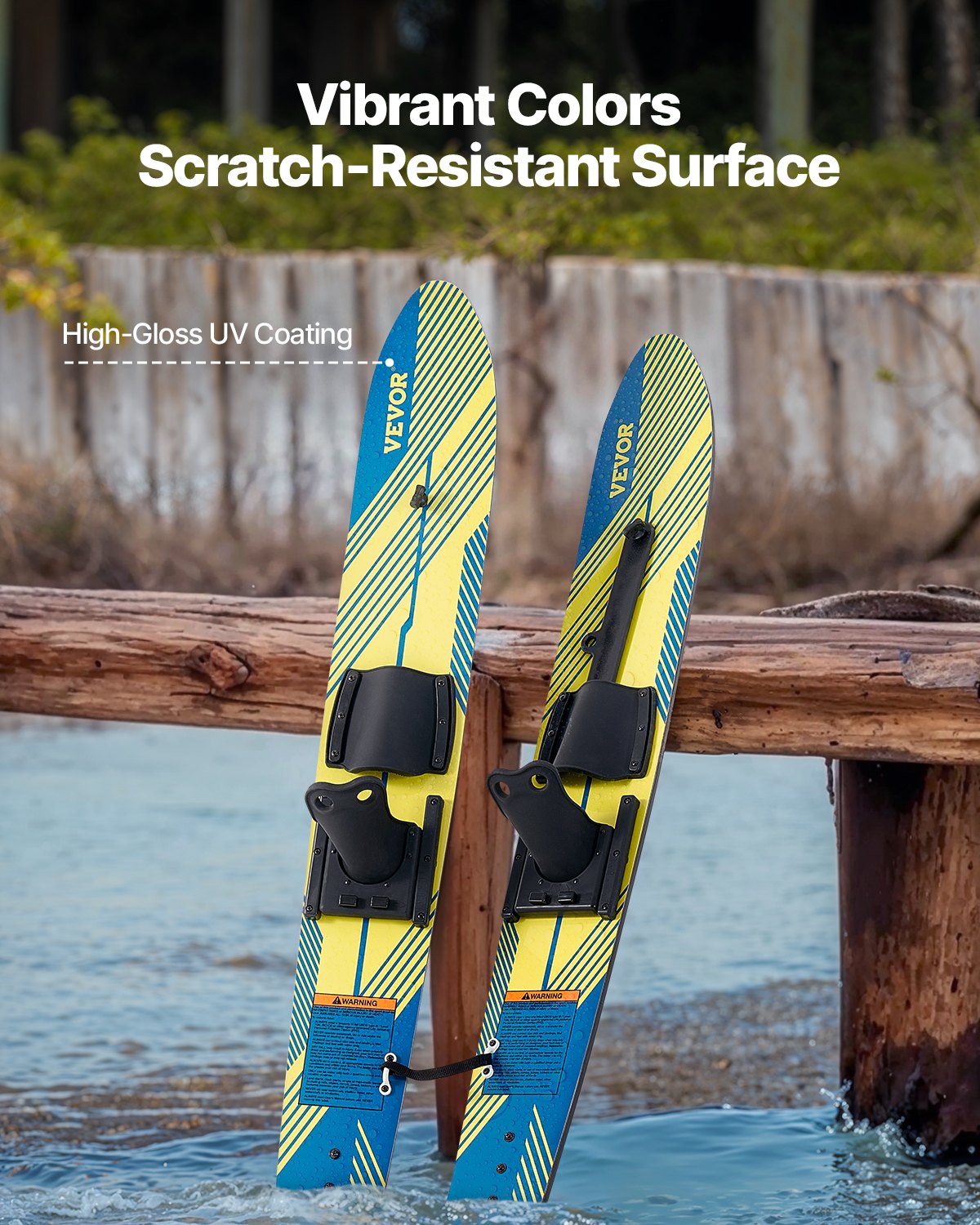Water Skis 116.8 cm with X-7 Adjustable Bindings, Double-H&le Rope & Stabilizer