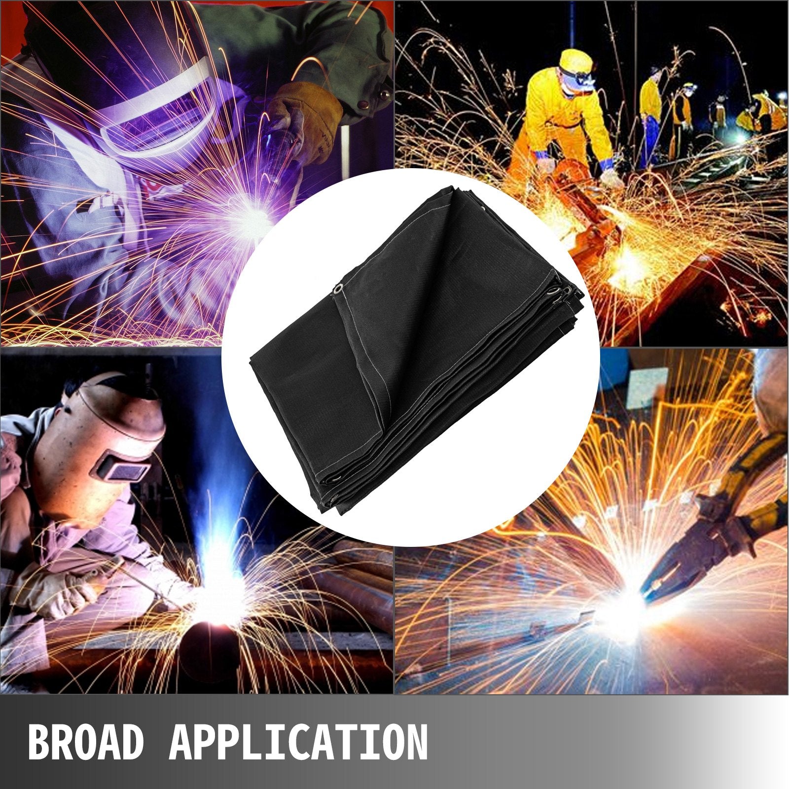 6 x 10 Ft Fire Retardant Welding Blanket Black Fiberglass Heat Resistant Mat