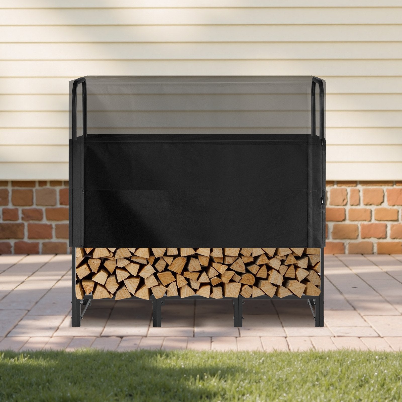 Firewood Rack with Cover 1.22m Outdoor 400lb Top Covered Powder-Coated