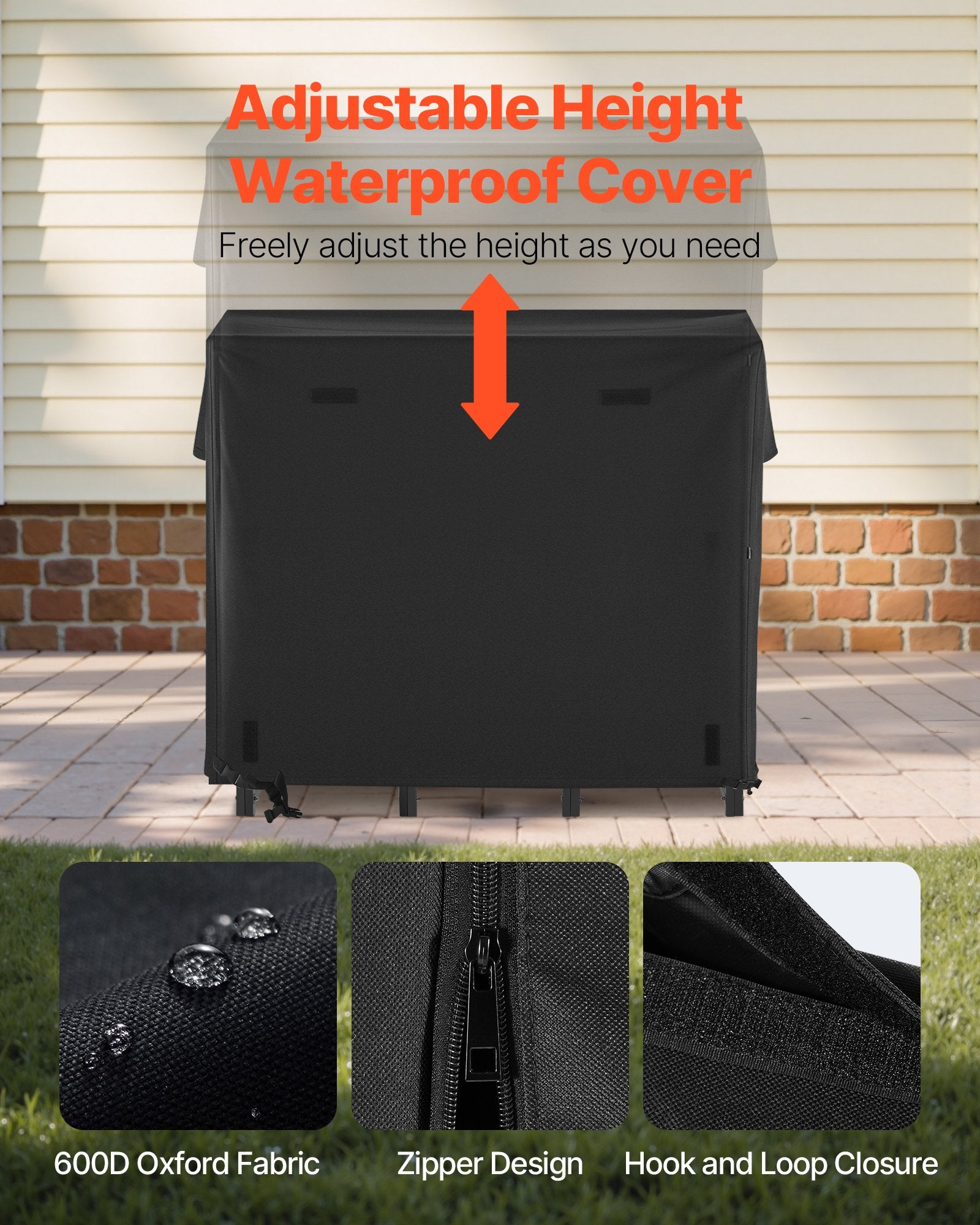 Firewood Rack with Waterproof Cover 1.22m Metal Log Holder 400lb Capacity