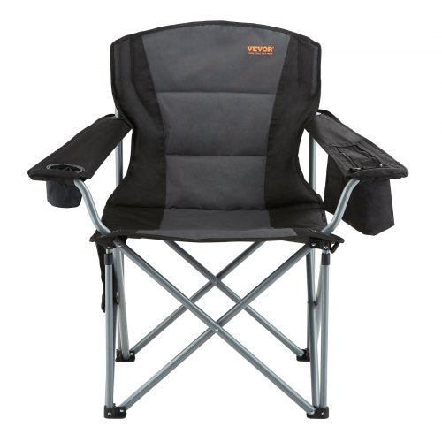 VEVOR Portable Camping Folding Chair Adults Lumbar Support Arm Chairs - Black