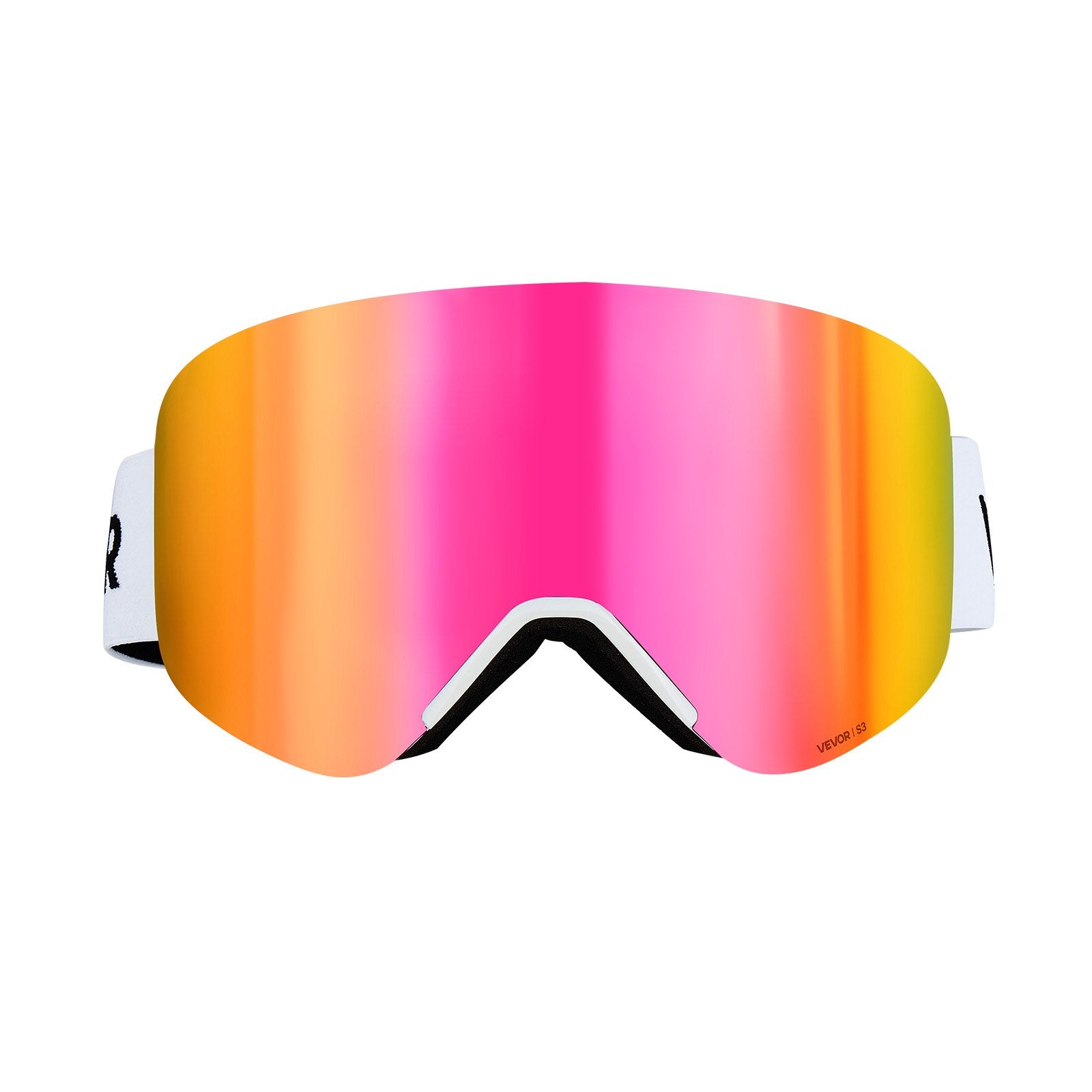 Frameless Ski Goggles Pink Revo Magnet Cylindrical Lens OTG Anti-Fog TPU Frame