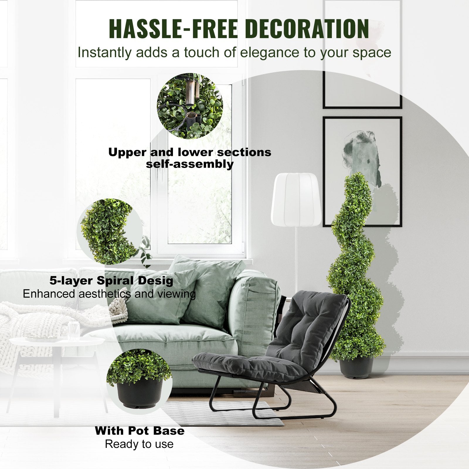 Artificial Topiaries Boxwood Trees 7.6cm Tall 2-Pack Faux Plant Leaves