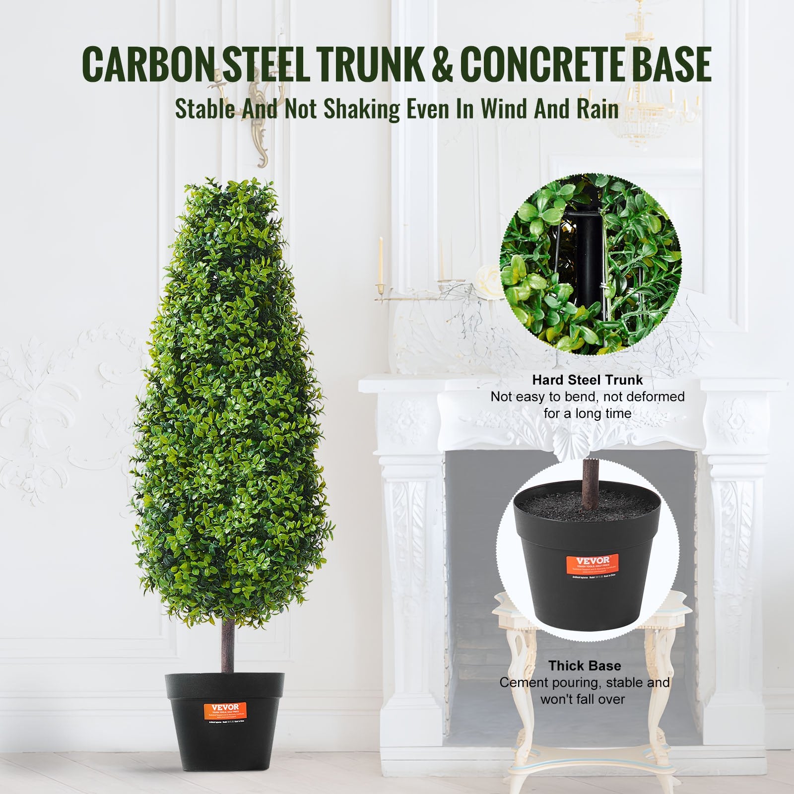Artificial Boxwood Topiary Tree 36" Tall 2-Pack Faux Plant with Pot Decorations
