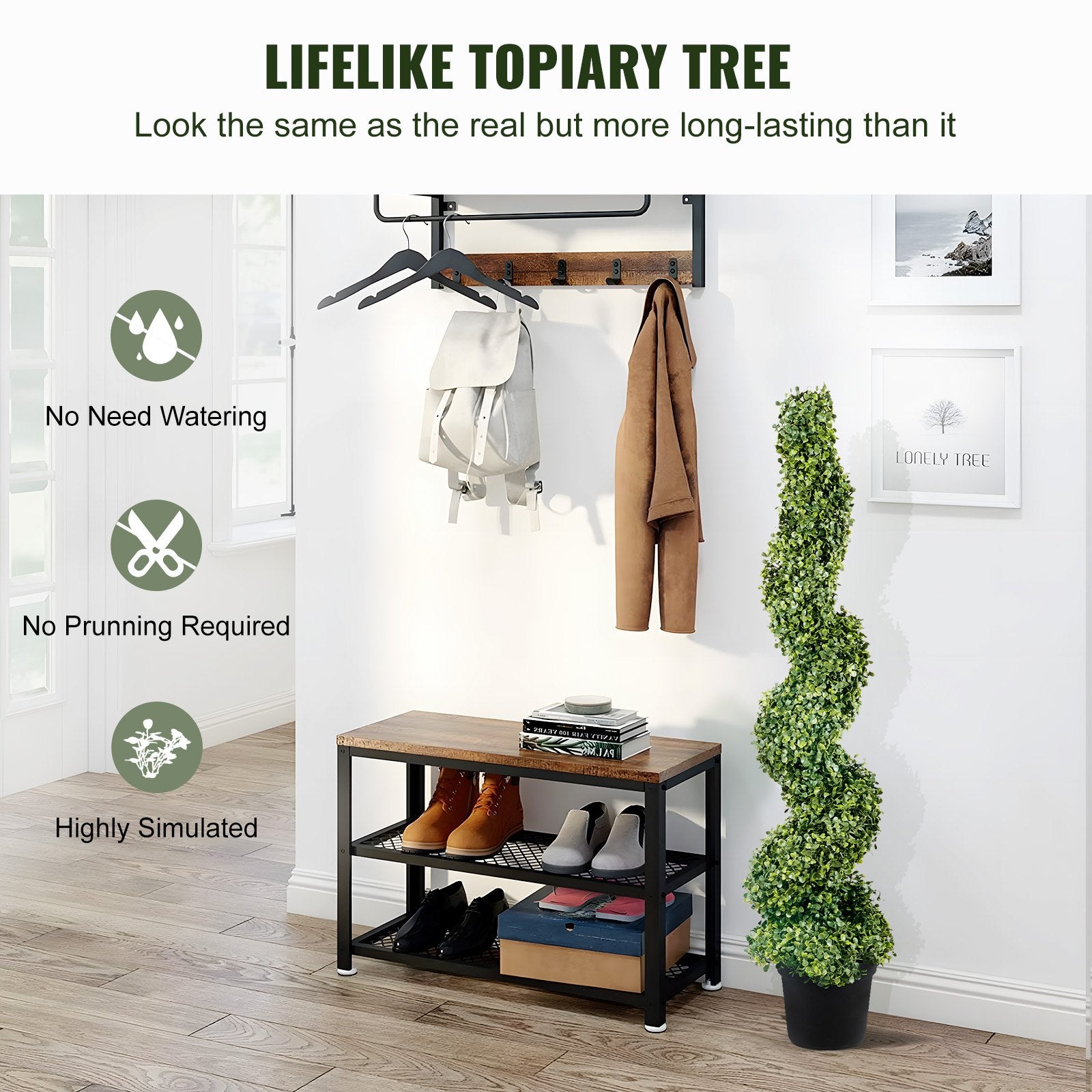 Artificial Topiaries Boxwood Trees 10cm Tall 2-Pack Faux Plant Leaves
