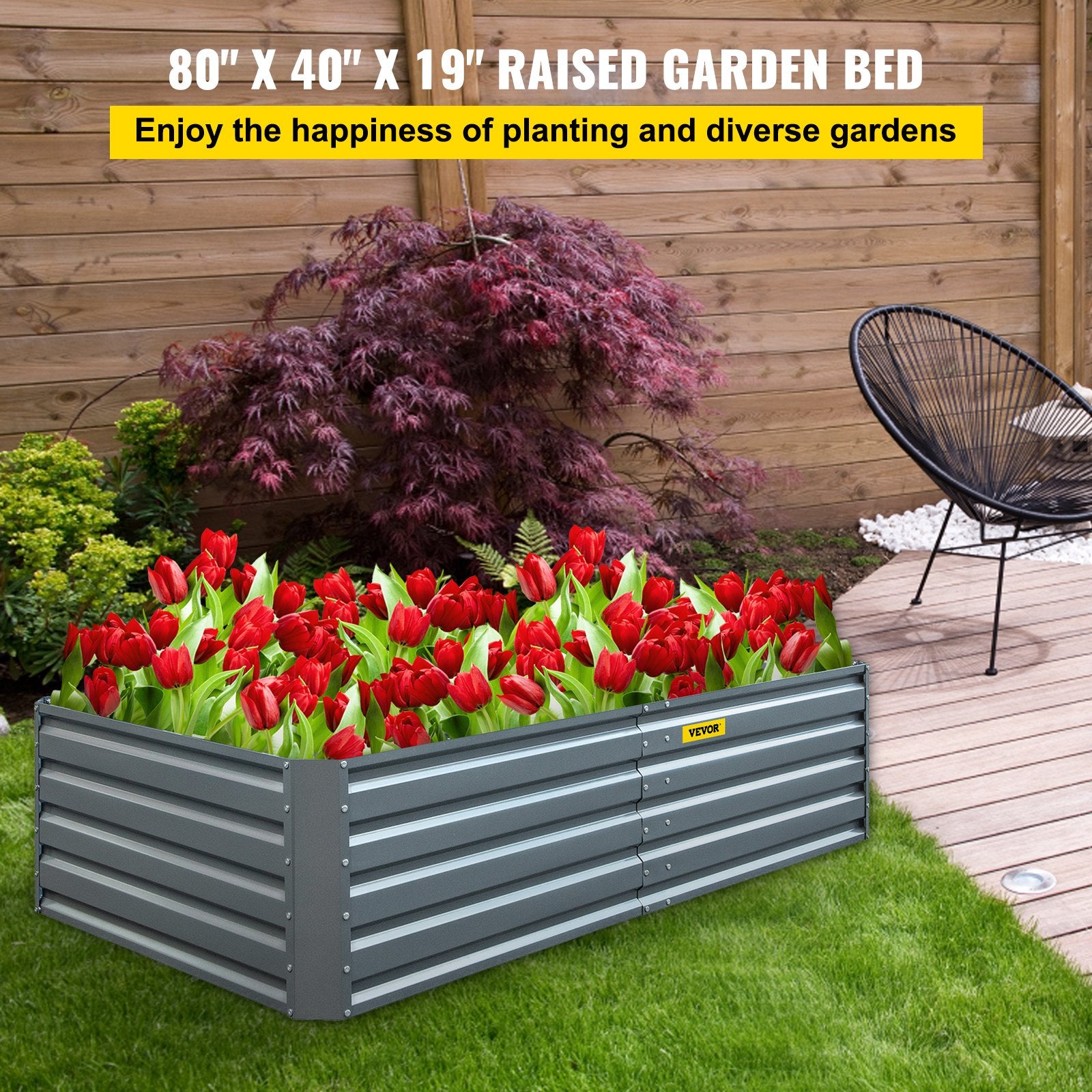 Galvanized Raised Garden Bed 203x102x48cm Metal Planter Outdoor Vegetables
