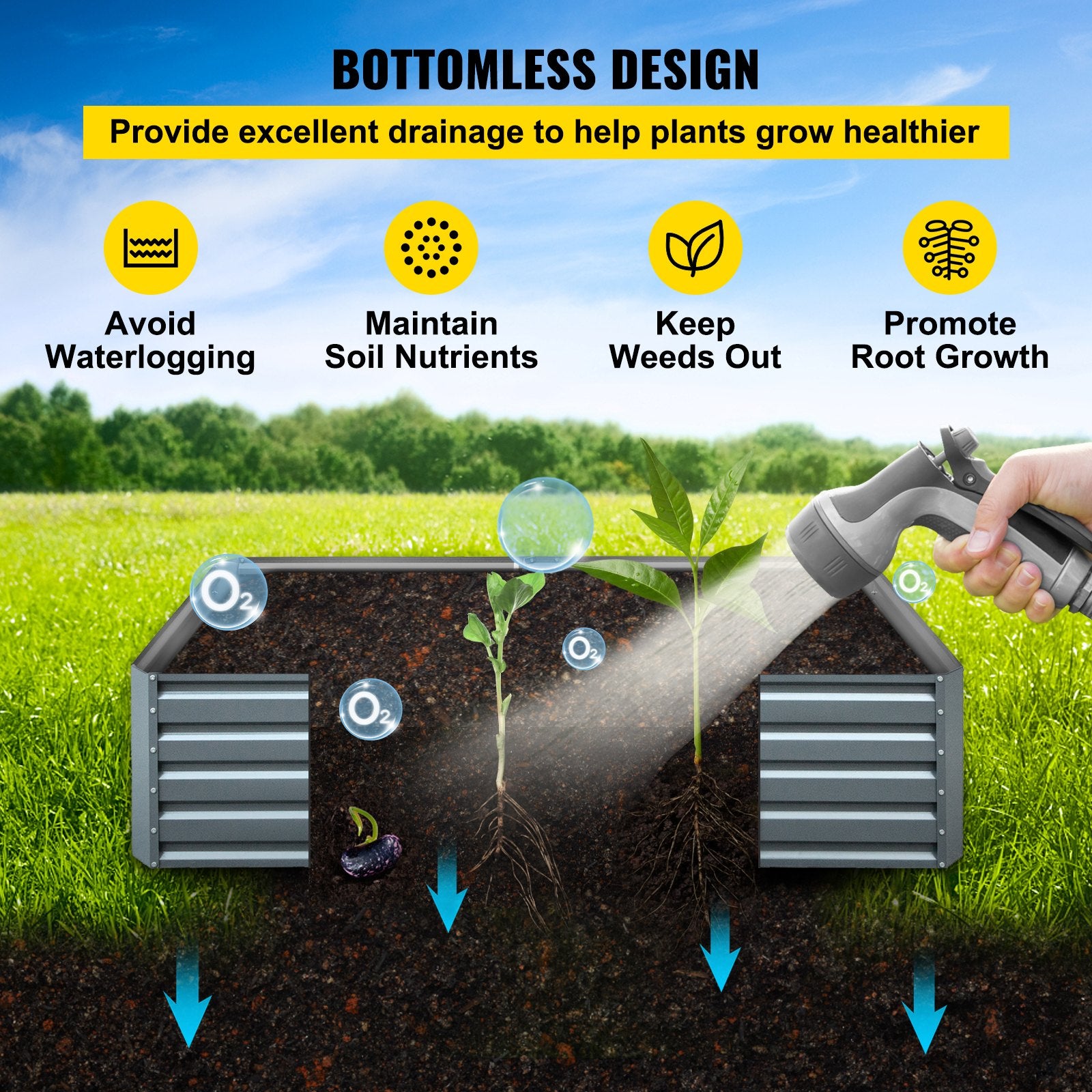 Galvanized Raised Garden Bed 203x102x48cm Metal Planter Outdoor Vegetables