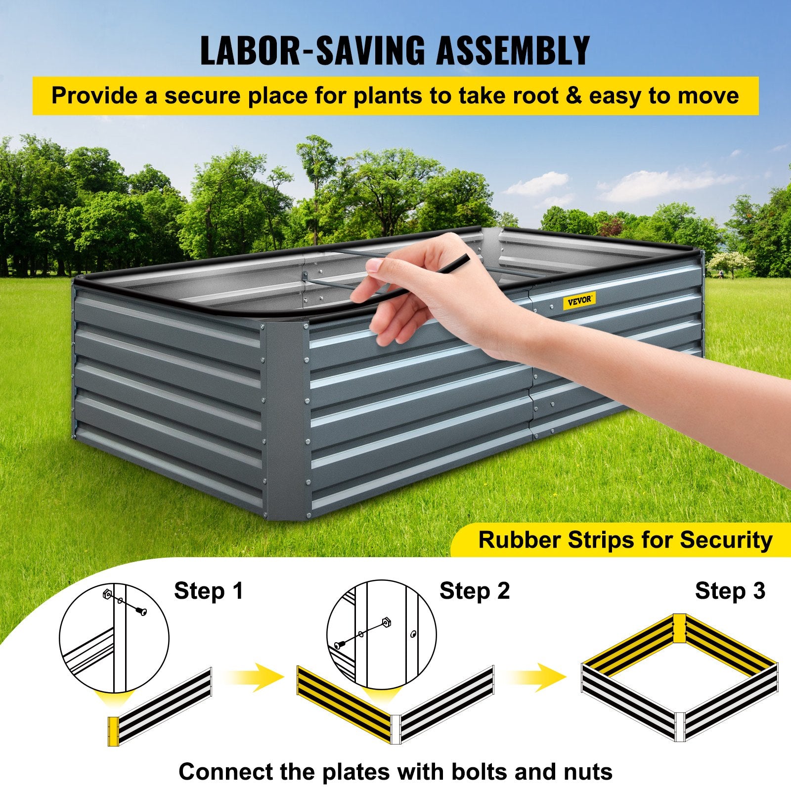 Galvanized Raised Garden Bed 203x102x48cm Metal Planter Outdoor Vegetables