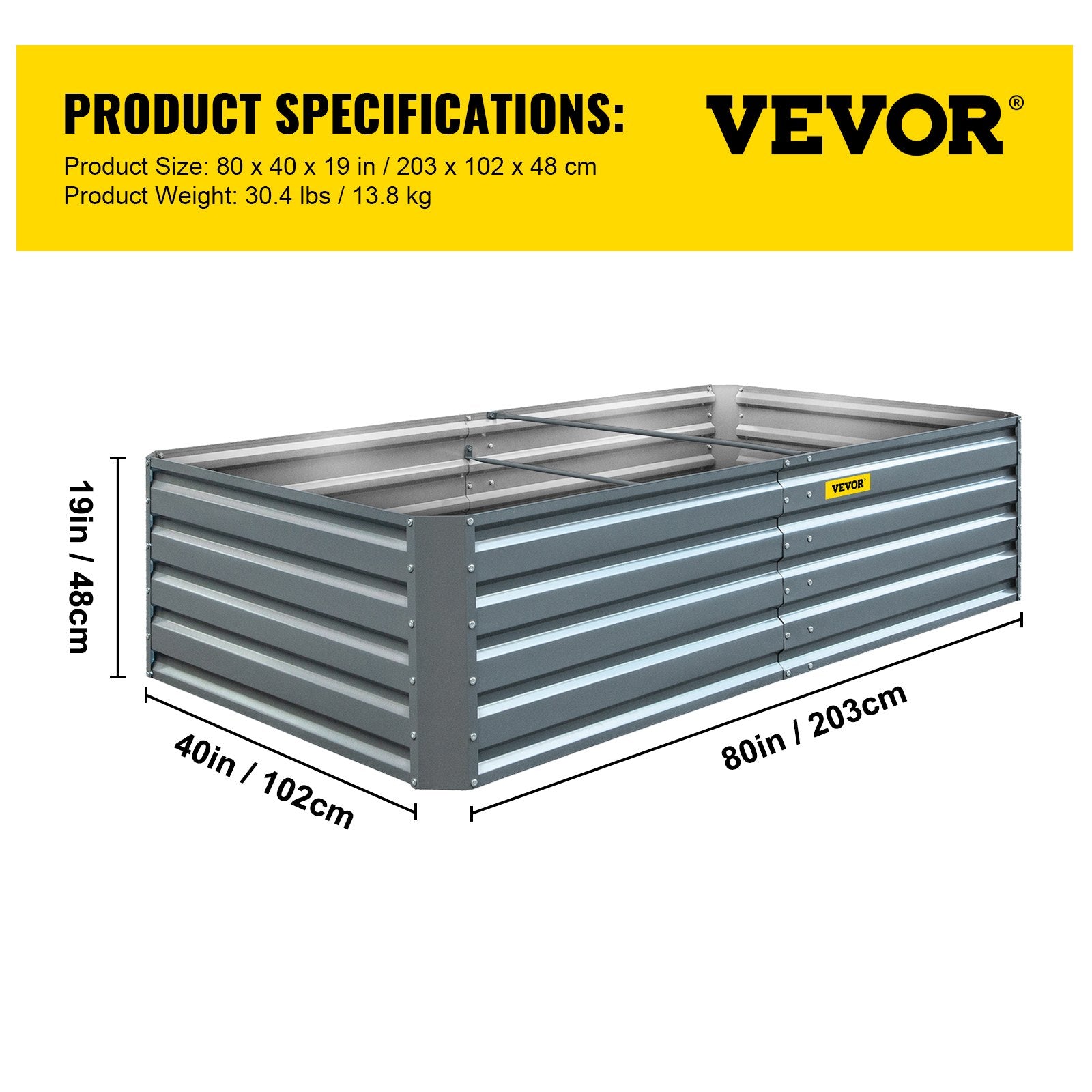 Galvanized Raised Garden Bed 203x102x48cm Metal Planter Outdoor Vegetables