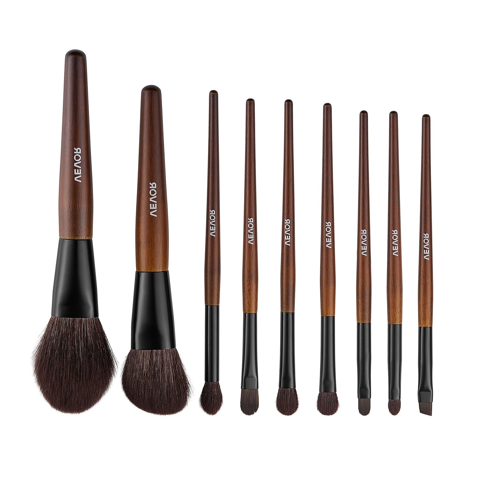 9-Piece Makeup Brush Set Foundation Eyeshadow Natural Vegan Wood Handle