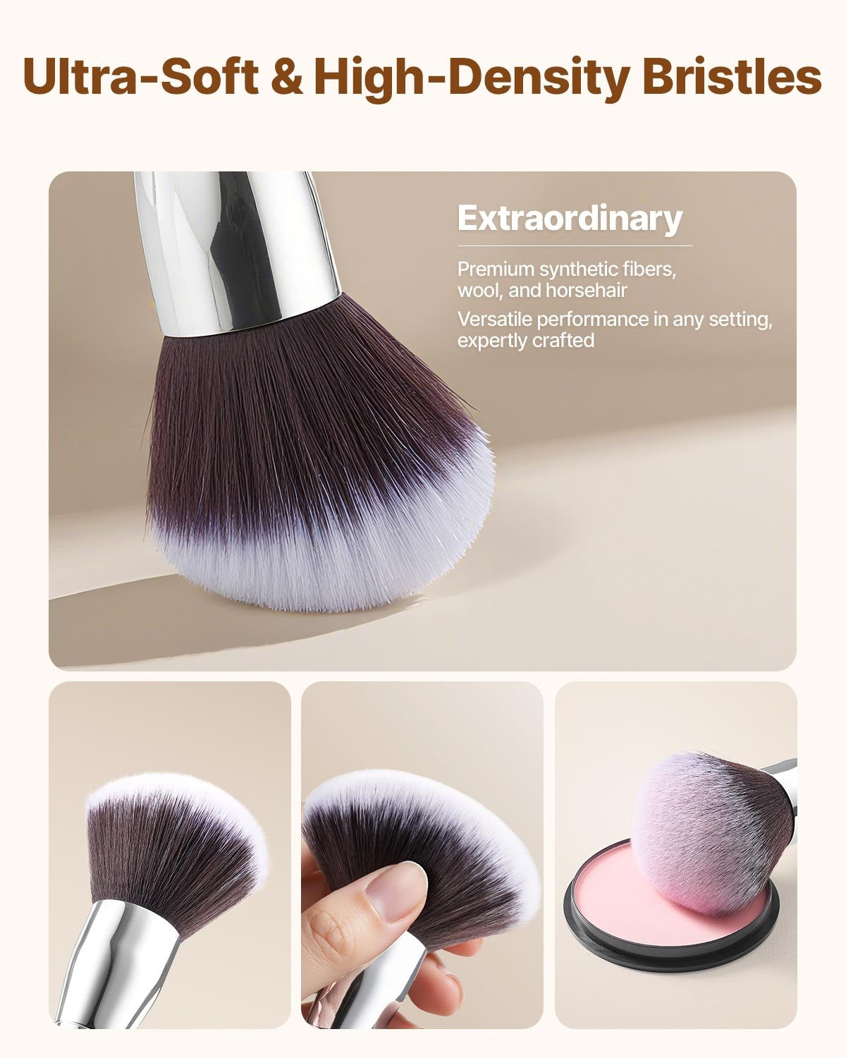 34-Piece Makeup Brush Set Foundation Eyeshadow Concealer Blush Wood Handle