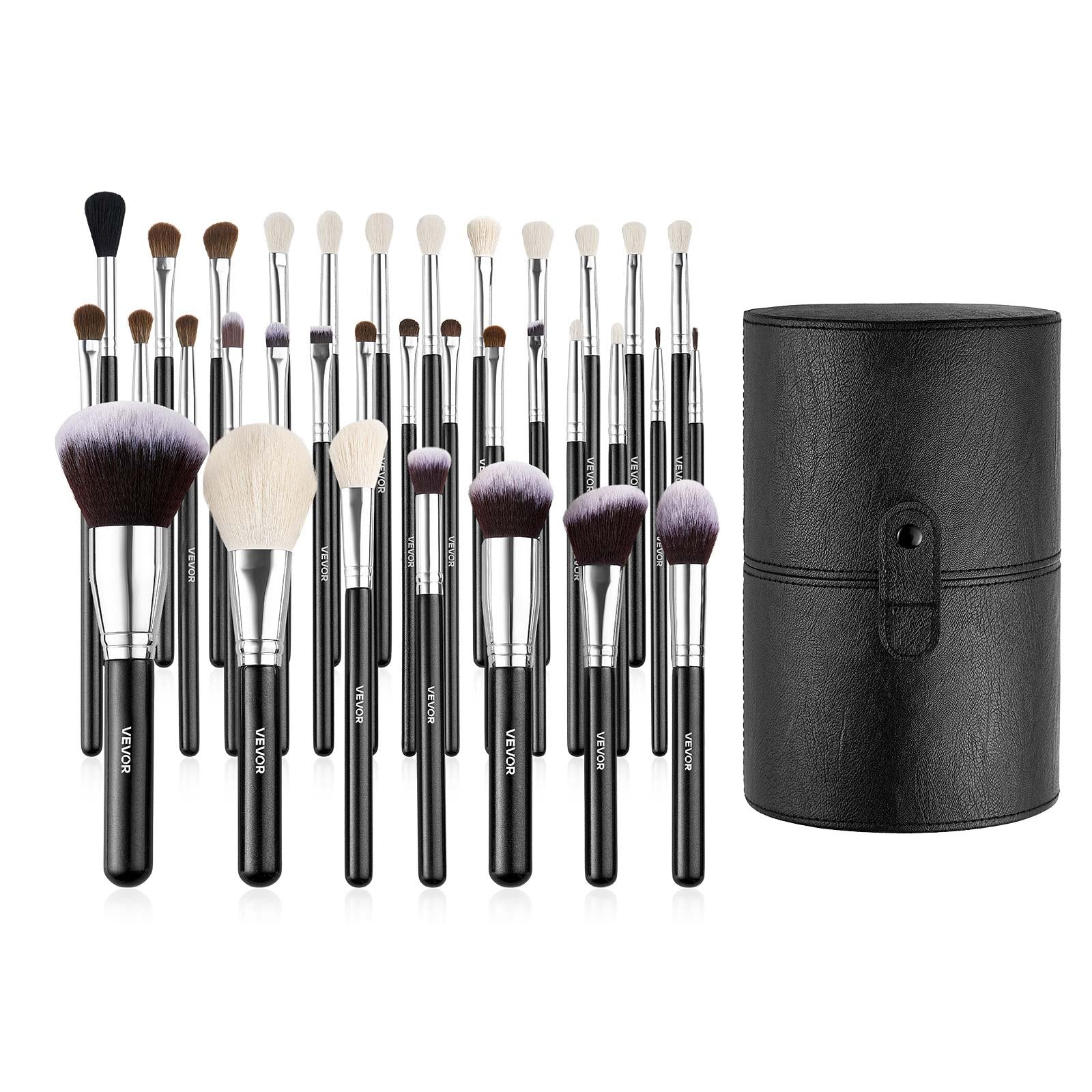 34-Piece Makeup Brush Set Foundation Eyeshadow Concealer Blush Wood Handle
