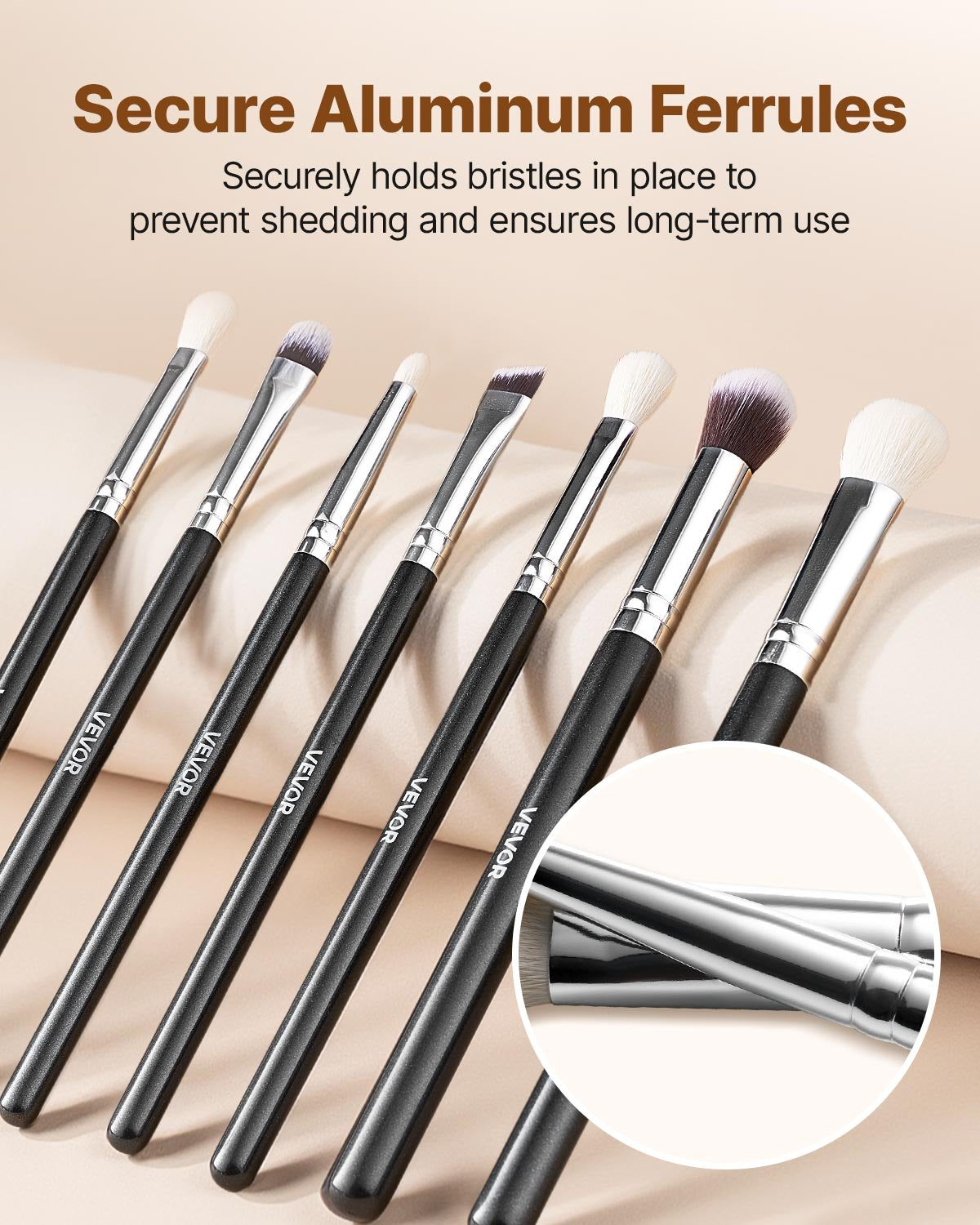 15-Piece Makeup Brush Set Foundation Eyeshadow Vegan Synthetic Bristles Wood